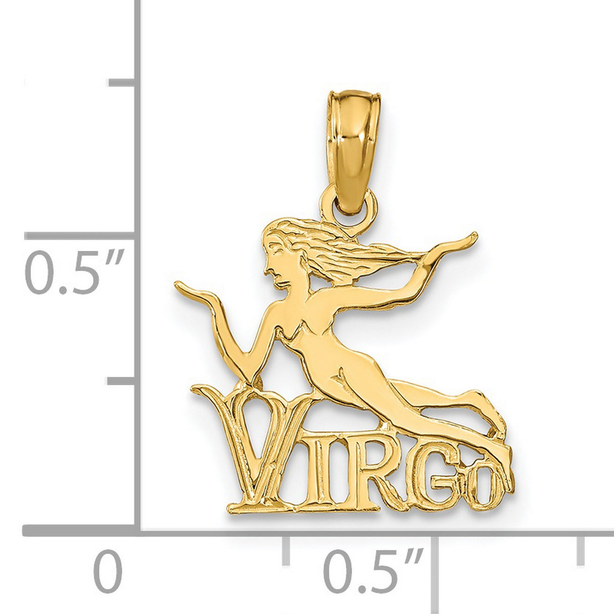 14k Yellow Gold Virgo Zodiac Pendant with Female Figure Symbolizing Wisdom and Purity