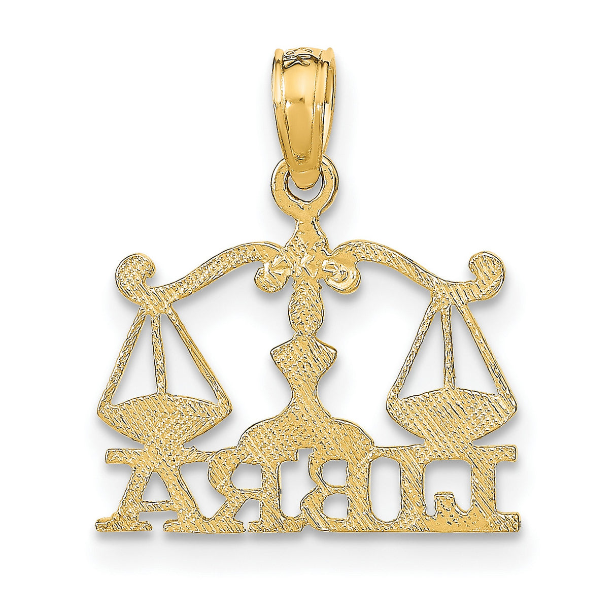 14k Yellow Gold Libra Zodiac Pendant with Scales, Justice Symbol, and Horoscope Charm