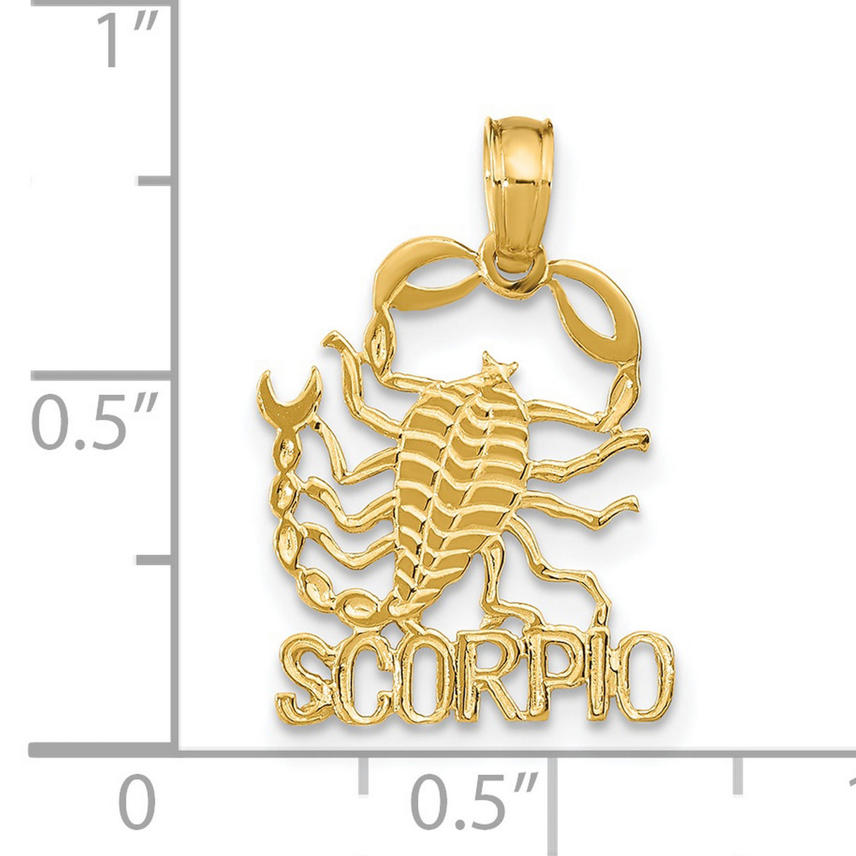 14k Yellow Gold Scorpio Zodiac Pendant with Scorpion Design, Astrology Medallion for Men or Women