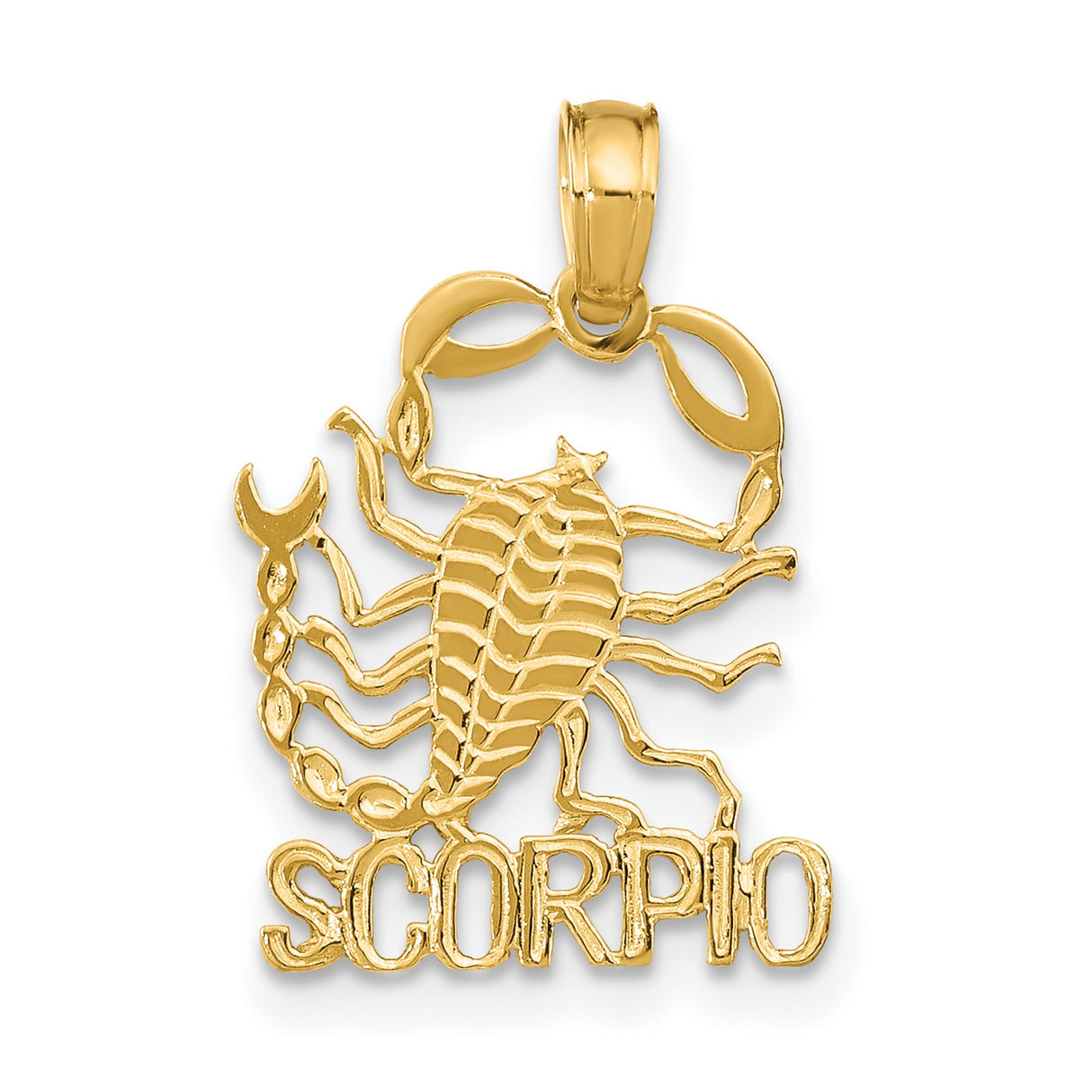 14k Yellow Gold Scorpio Zodiac Pendant with Scorpion Design, Astrology Medallion for Men or Women