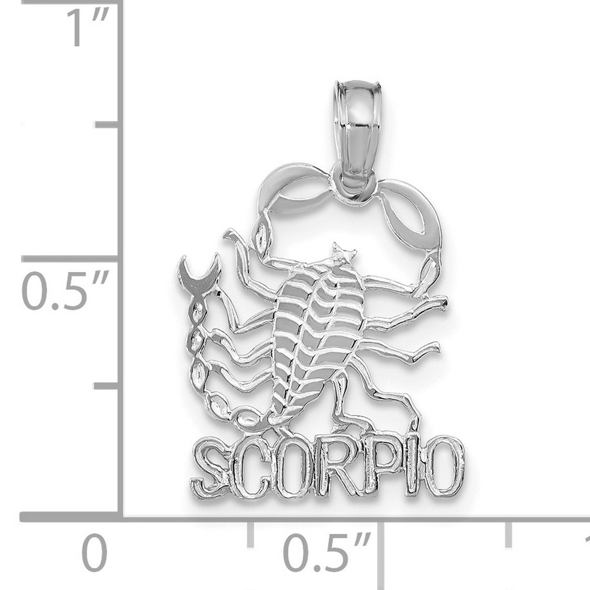 14k White Gold Scorpio Zodiac Pendant with Scorpion Design and Horoscope Symbol