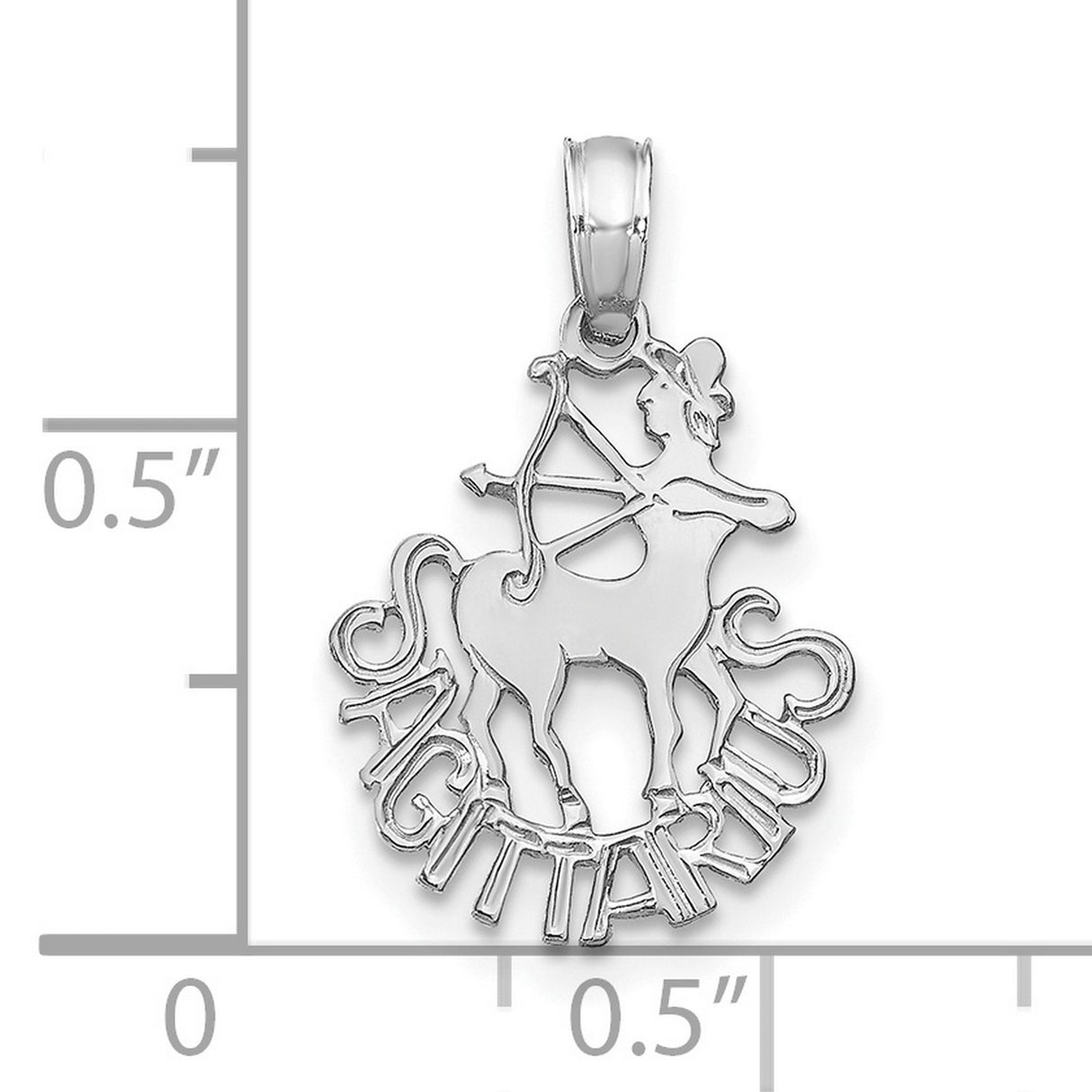 14k White Gold Sagittarius Zodiac Pendant with Centaur Archer Design