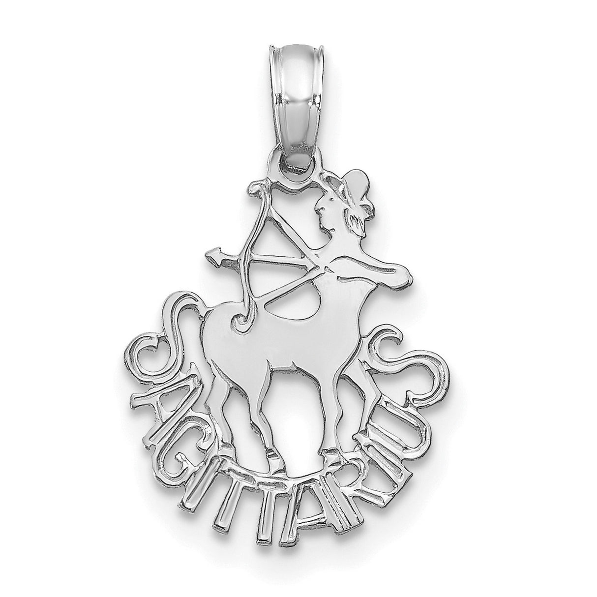 14k White Gold Sagittarius Zodiac Pendant with Centaur Archer Design