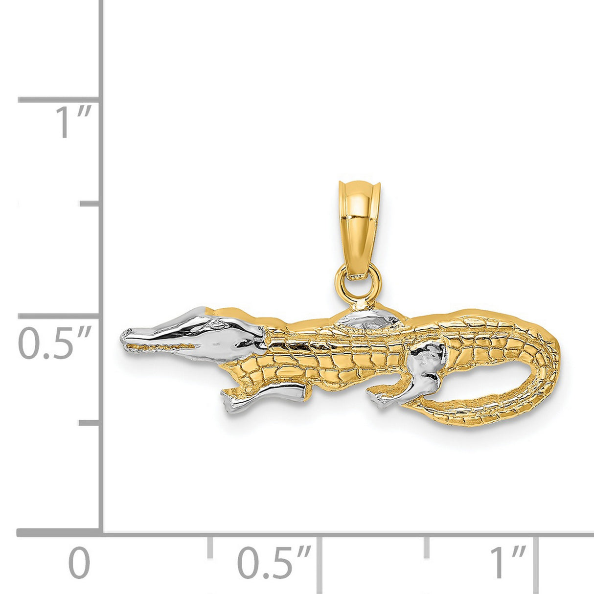 14k Multi-Tone Gold Alligator Pendant, Realistic Reptile Charm, Wildlife Theme