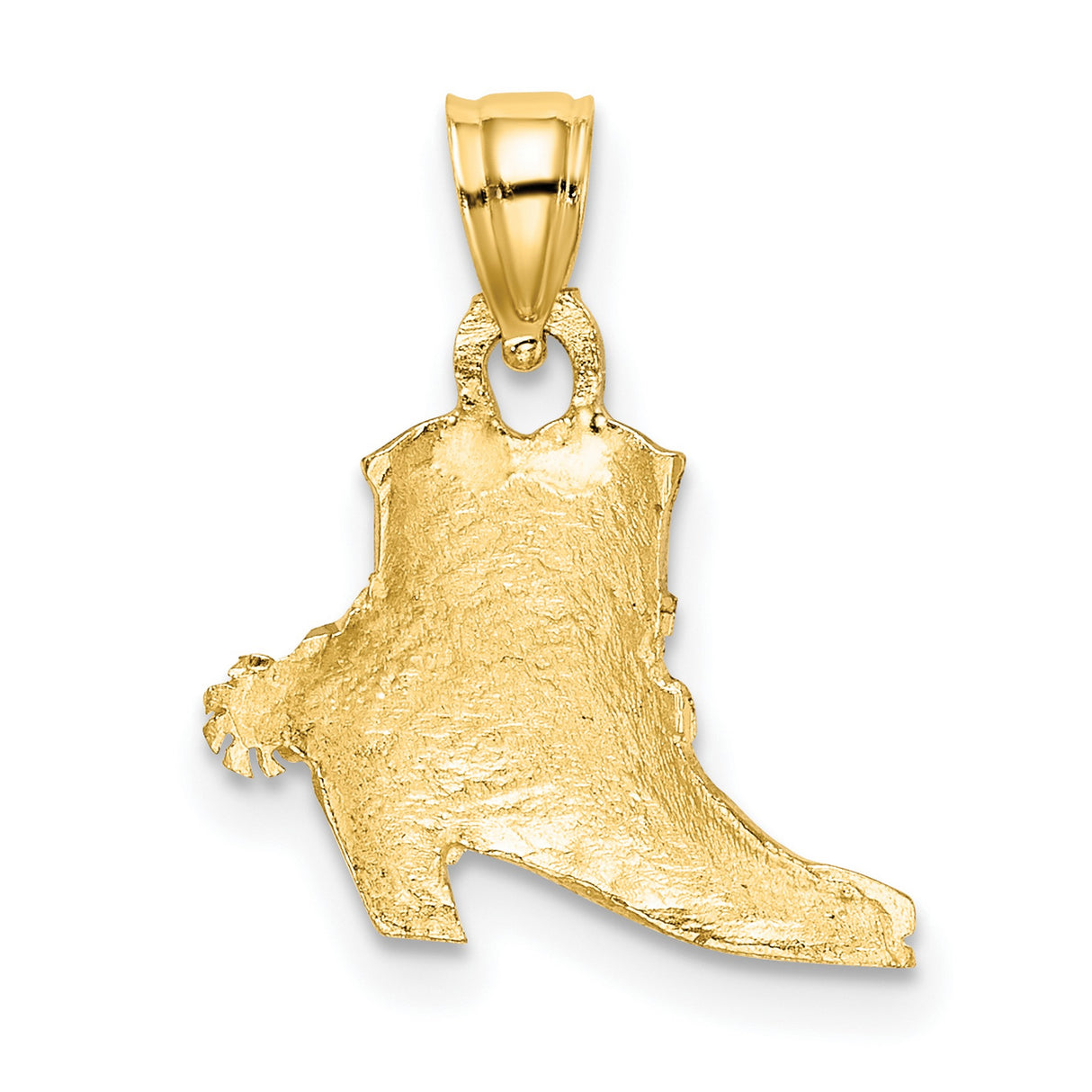 14k Multi-Tone Gold Cowboy Boot Pendant with Rhodium Accents and Western Scrollwork