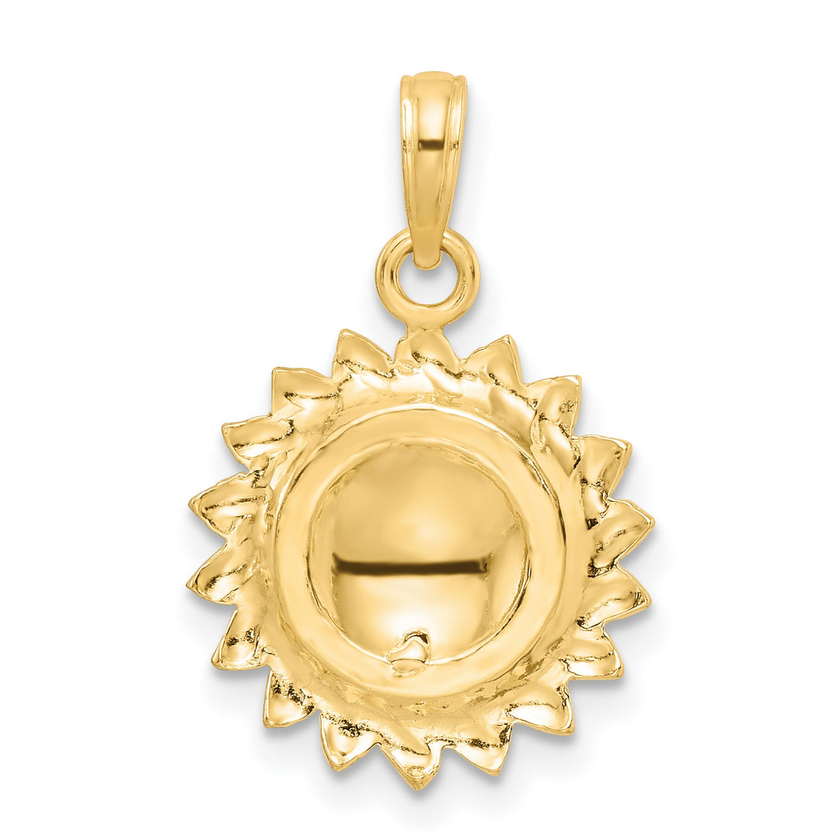 14k Tri-Color Gold Sunflower Pendant with Textured Rose Gold Center and Love Script