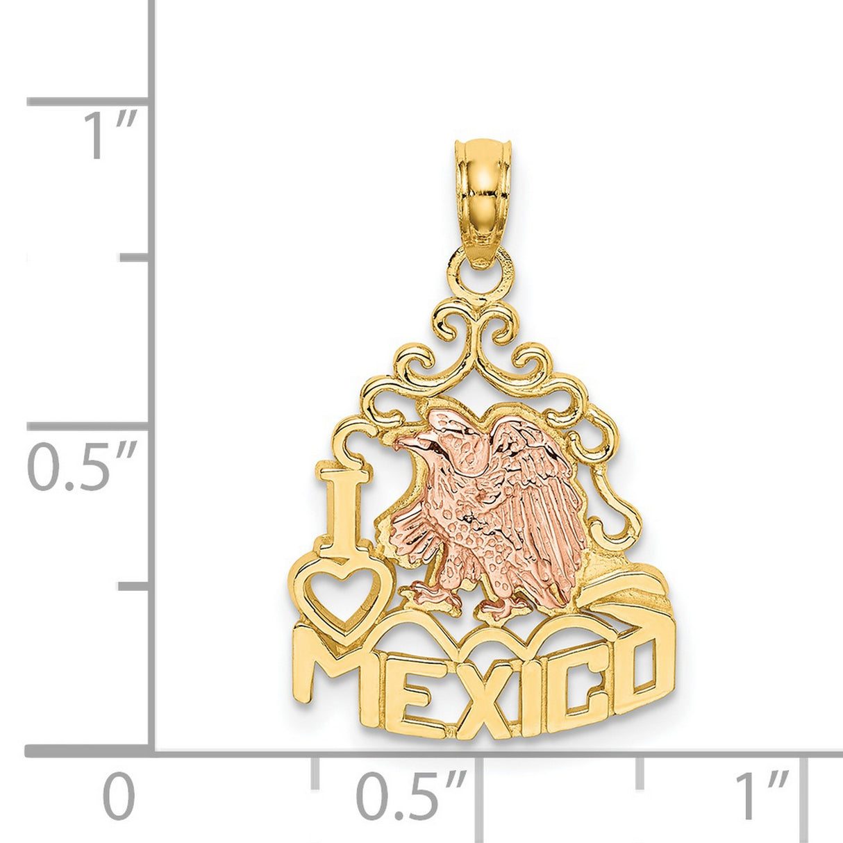 14k Two-Tone Gold Mexico Pendant with Rose Gold Eagle, Unisex Latin Heritage Jewelry