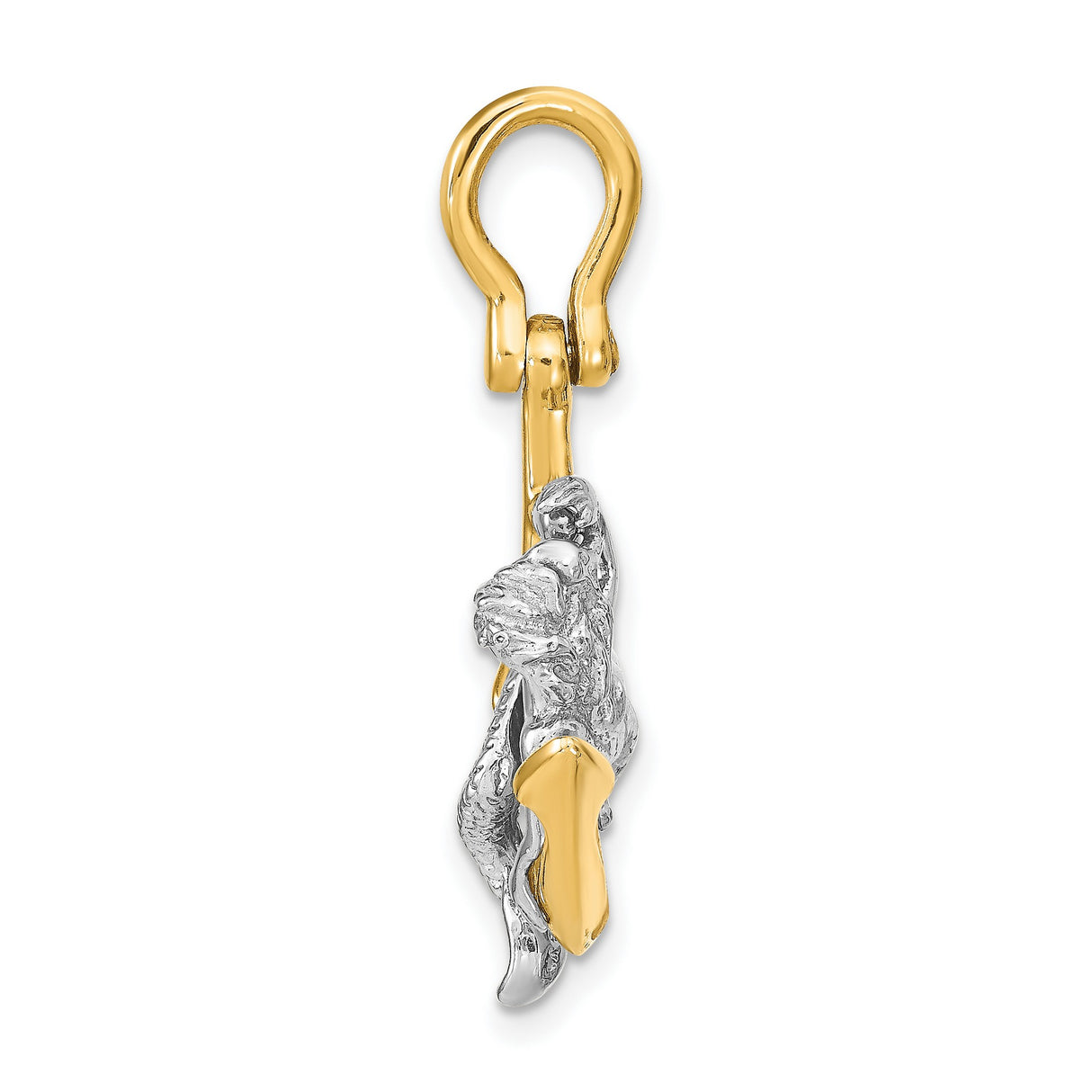 14k Two-Tone Gold Mermaid Anchor Pendant, Nautical Ocean Fantasy Theme