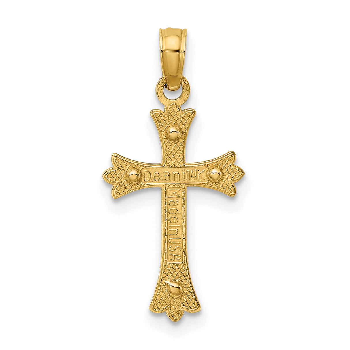 14k Yellow and White Gold Cross Pendant, Polished Dual Tone Latin Cross Charm