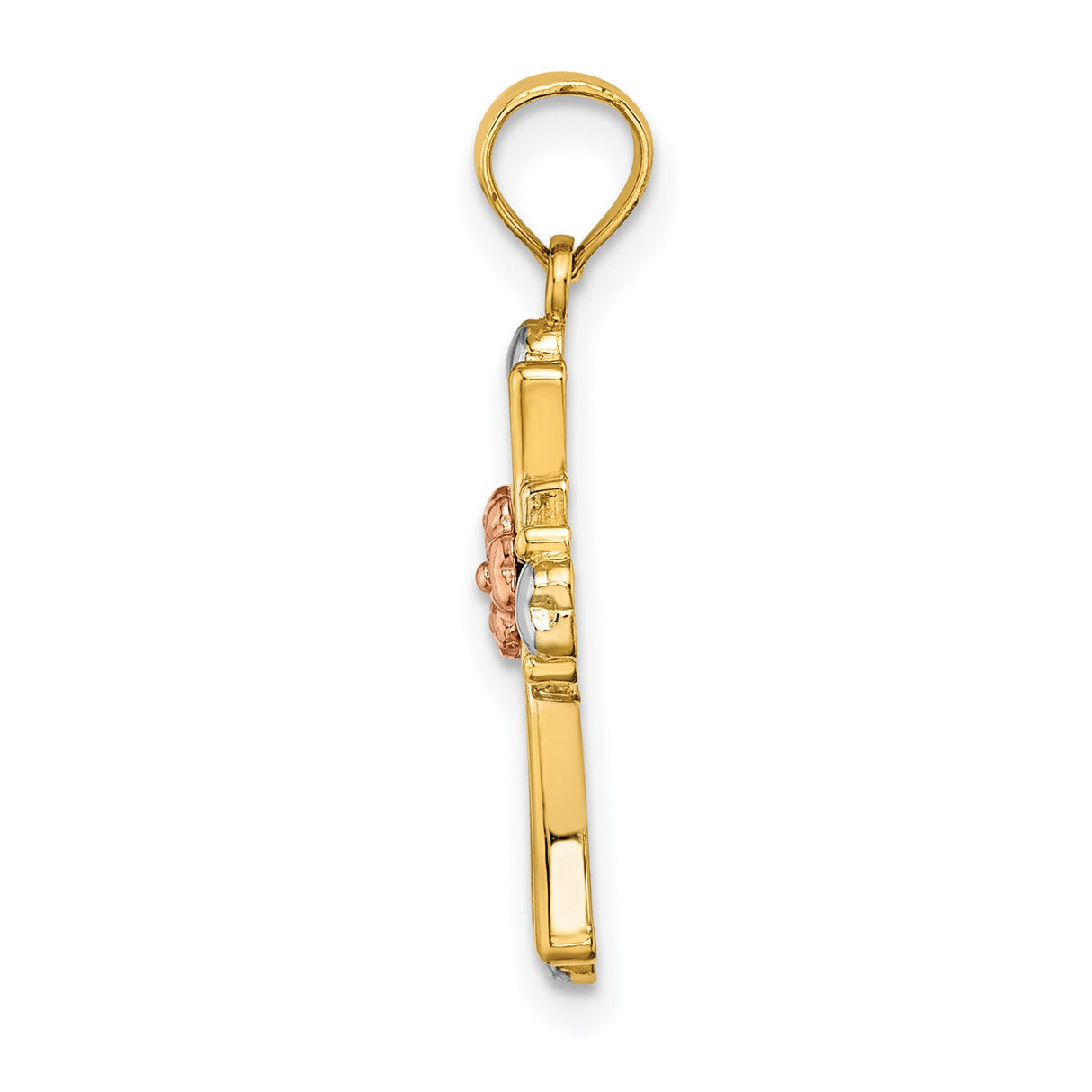 14k Multi-Tone Gold Cross Pendant, Handcrafted Religious Symbolic Jewelry for Men and Women