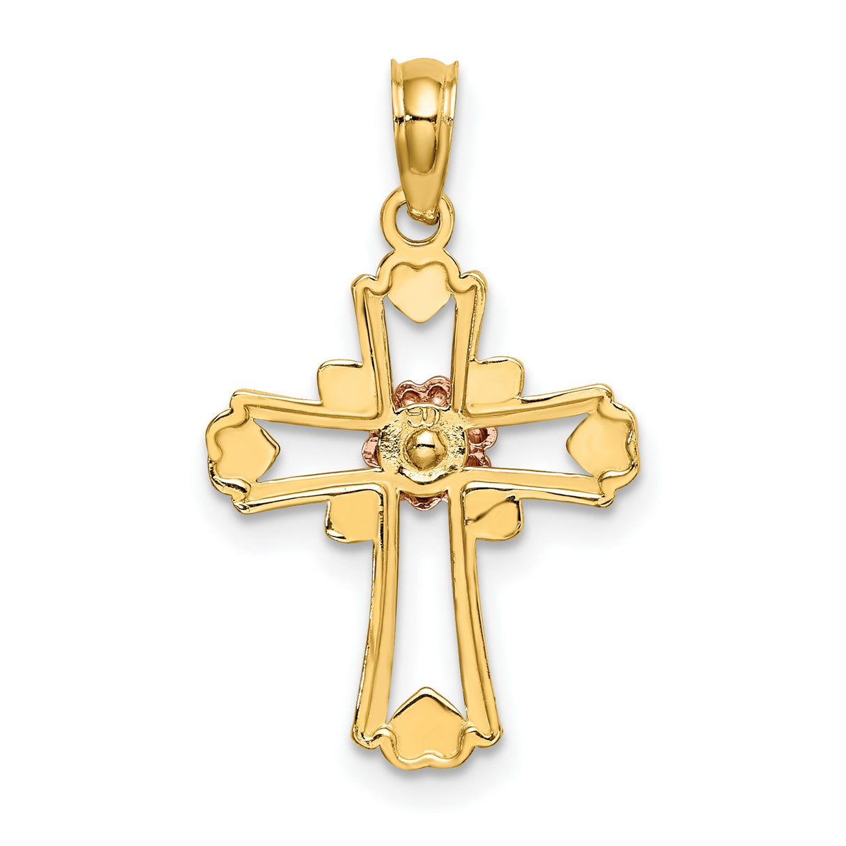 14k Multi-Tone Gold Cross Pendant, Handcrafted Religious Symbolic Jewelry for Men and Women