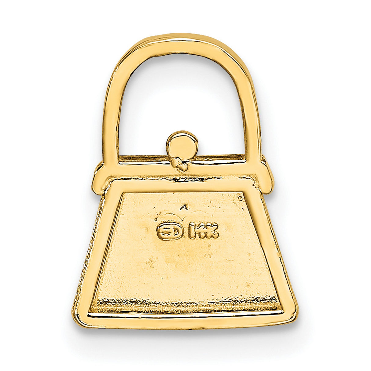 14k Yellow Gold Handbag Charm Pendant with Rhodium Accents, Purse Design, Two-Tone Jewelry