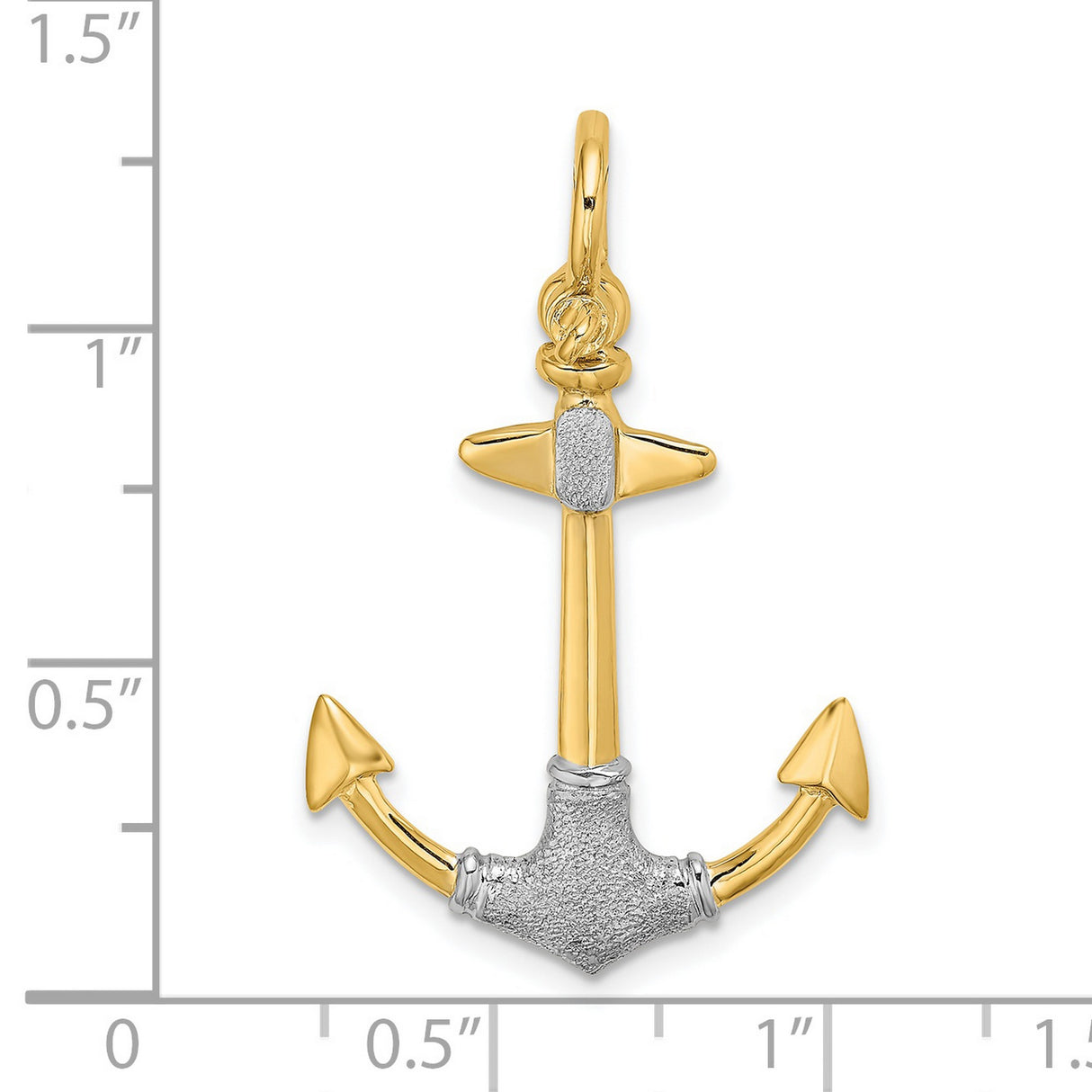 14k Multi-Tone Gold Anchor Pendant, Nautical Design with Yellow and Rhodium Finish, Christian Symbol for Men or Unisex