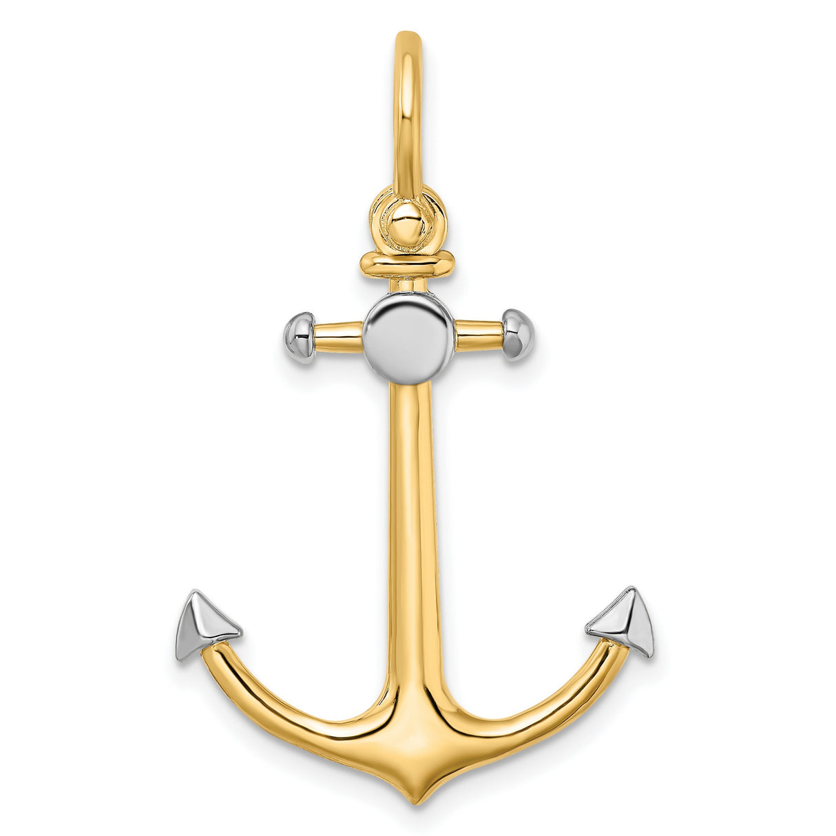14k Multi-Tone Gold Anchor Pendant, Two-Tone Nautical Christian Symbol for Men and Women