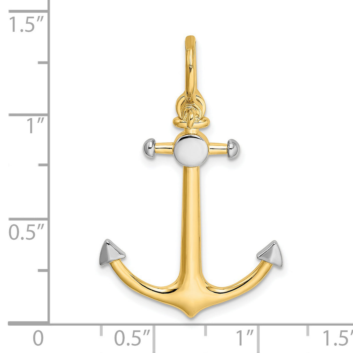 14k Multi-Tone Gold Anchor Pendant, Two-Tone Nautical Christian Symbol for Men and Women