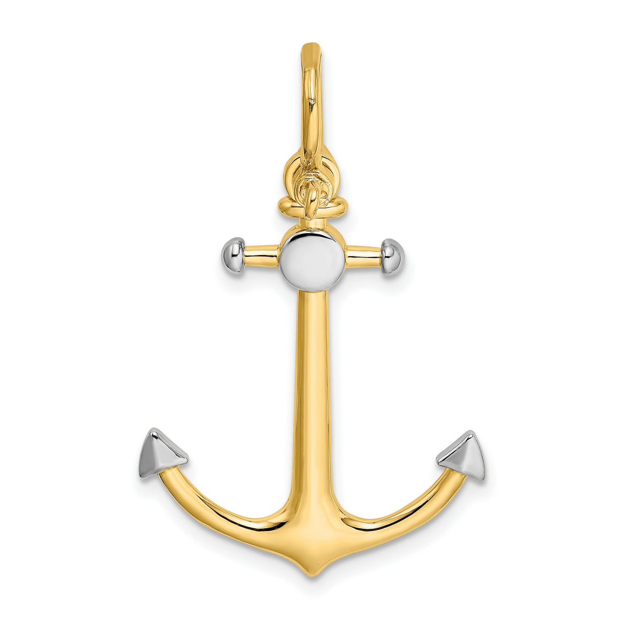 14k Multi-Tone Gold Anchor Pendant, Two-Tone Nautical Christian Symbol for Men and Women
