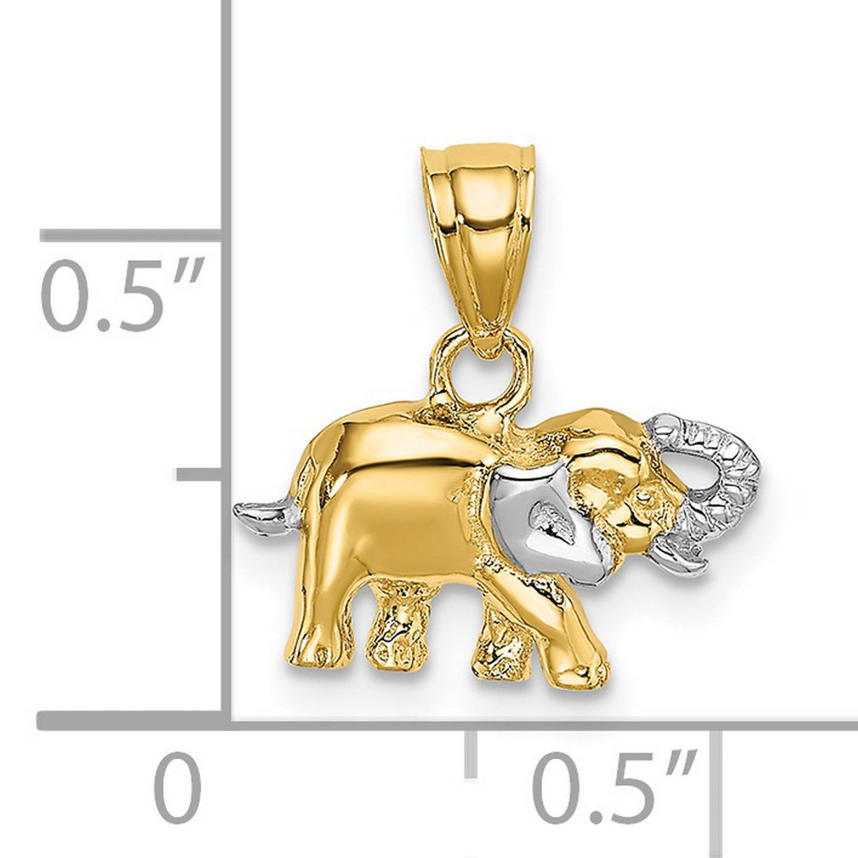14k Two-Tone Gold Elephant Pendant, Symbolic Animal Jewelry for Women or Unisex Wear