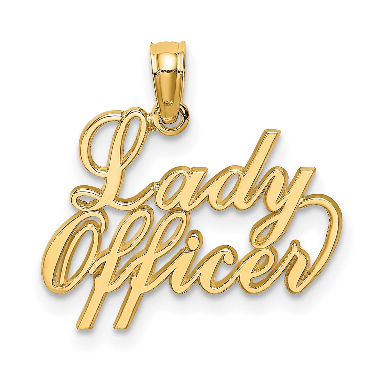 14k Yellow Gold Lady Officer Pendant, Empowerment Charm for Female Leadership Recognition