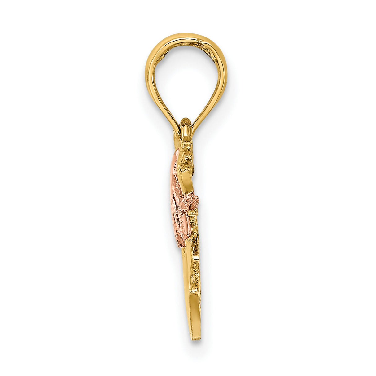 14k Two-Tone Gold Rocking Horse Pendant with Rose Gold Accent, Sentimental Baby Keepsake Charm