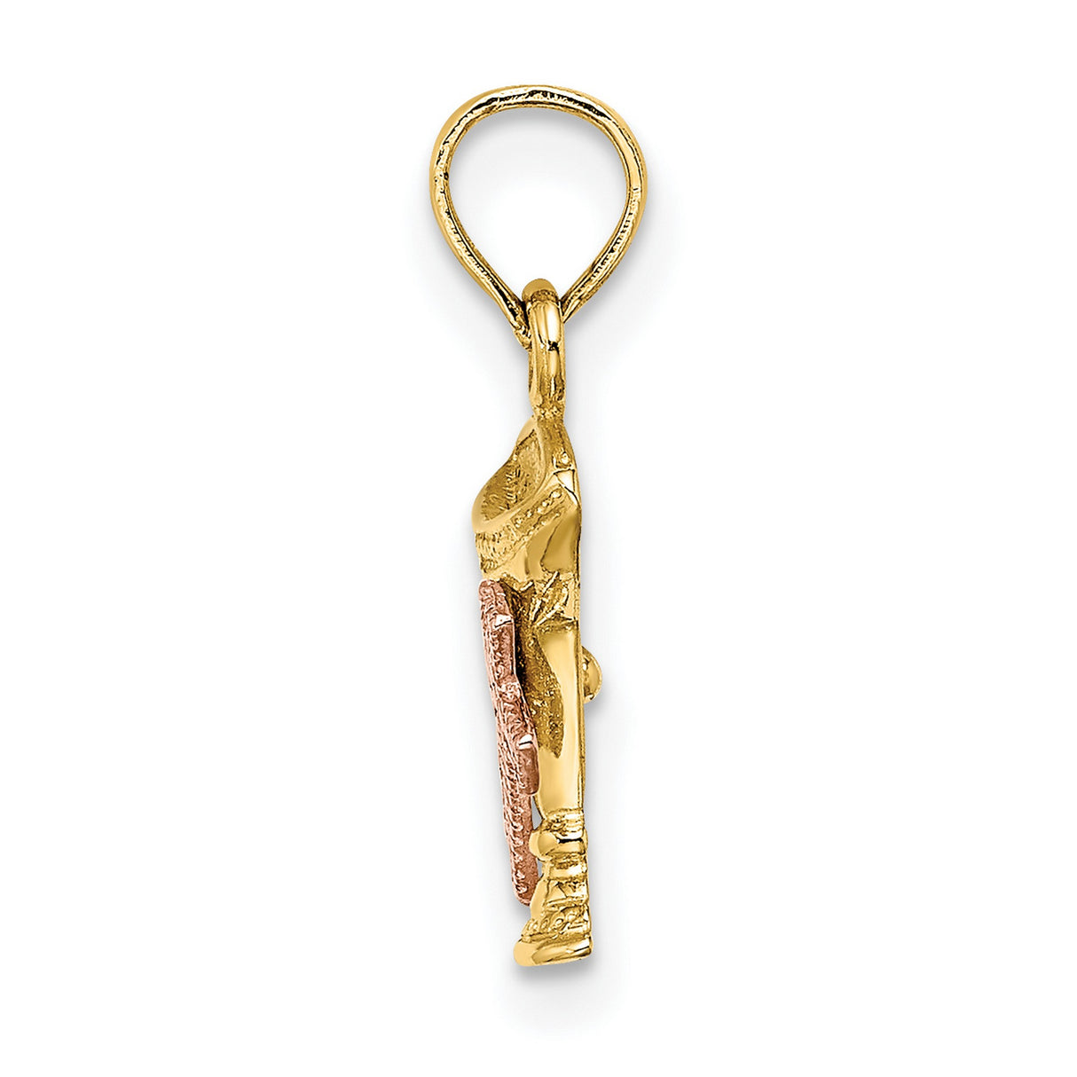 14k Two-Tone Gold Cross Pendant with Chalice Cup Design Religious Charm