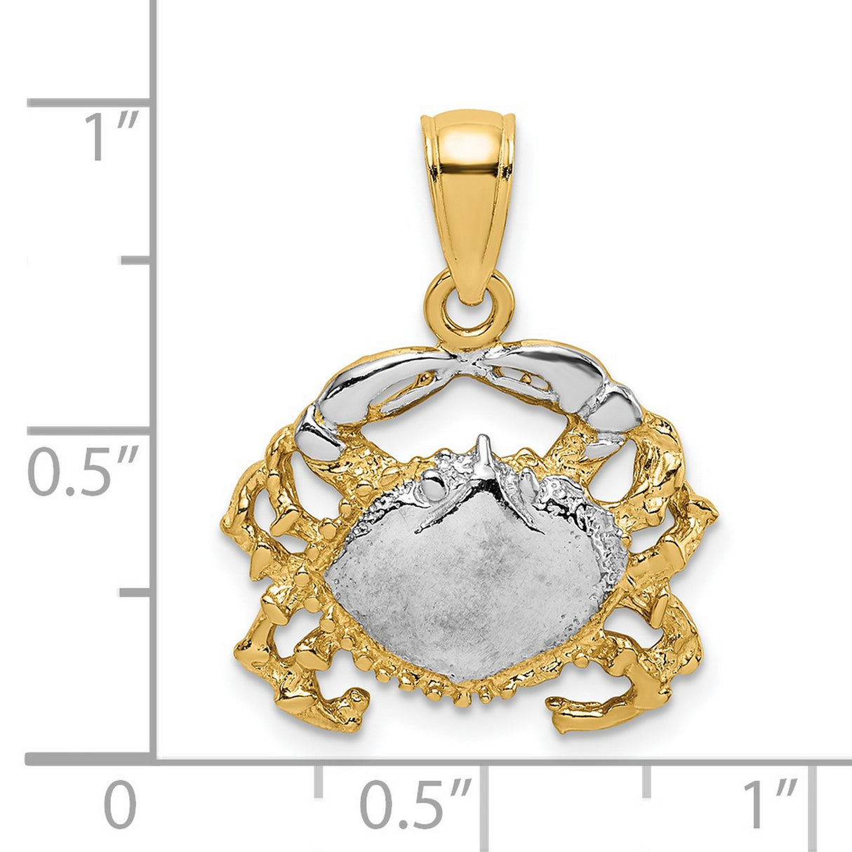 14k Two-Tone Gold Crab Pendant with Cancer Zodiac Symbol and Nautical Design