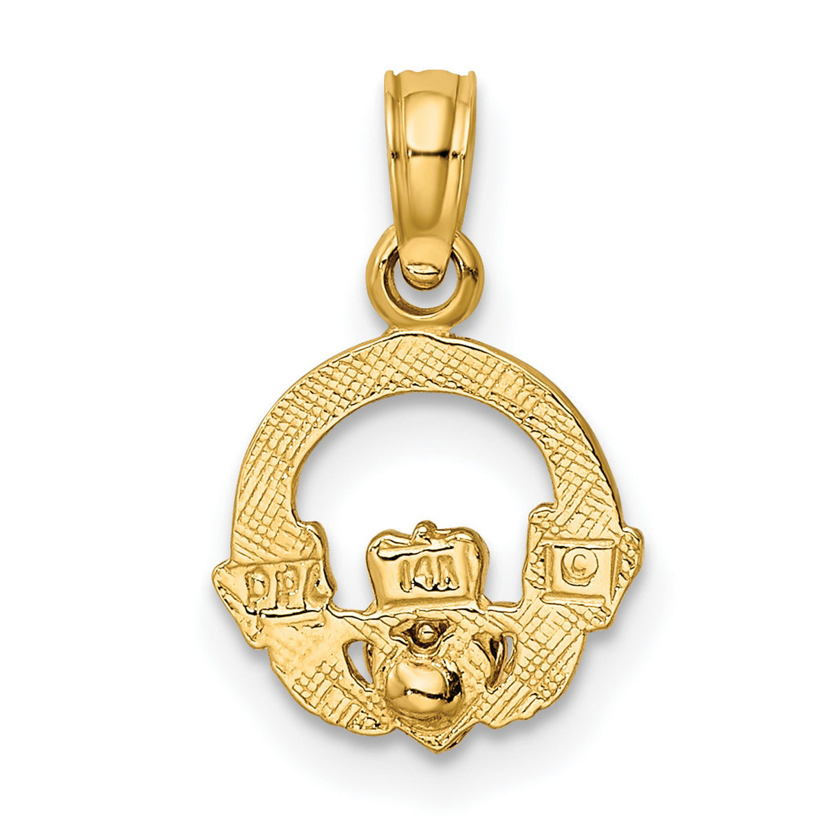 14k Two-Tone Gold Claddagh Pendant with Rose Gold Heart, Irish Celtic Heart Crown Design
