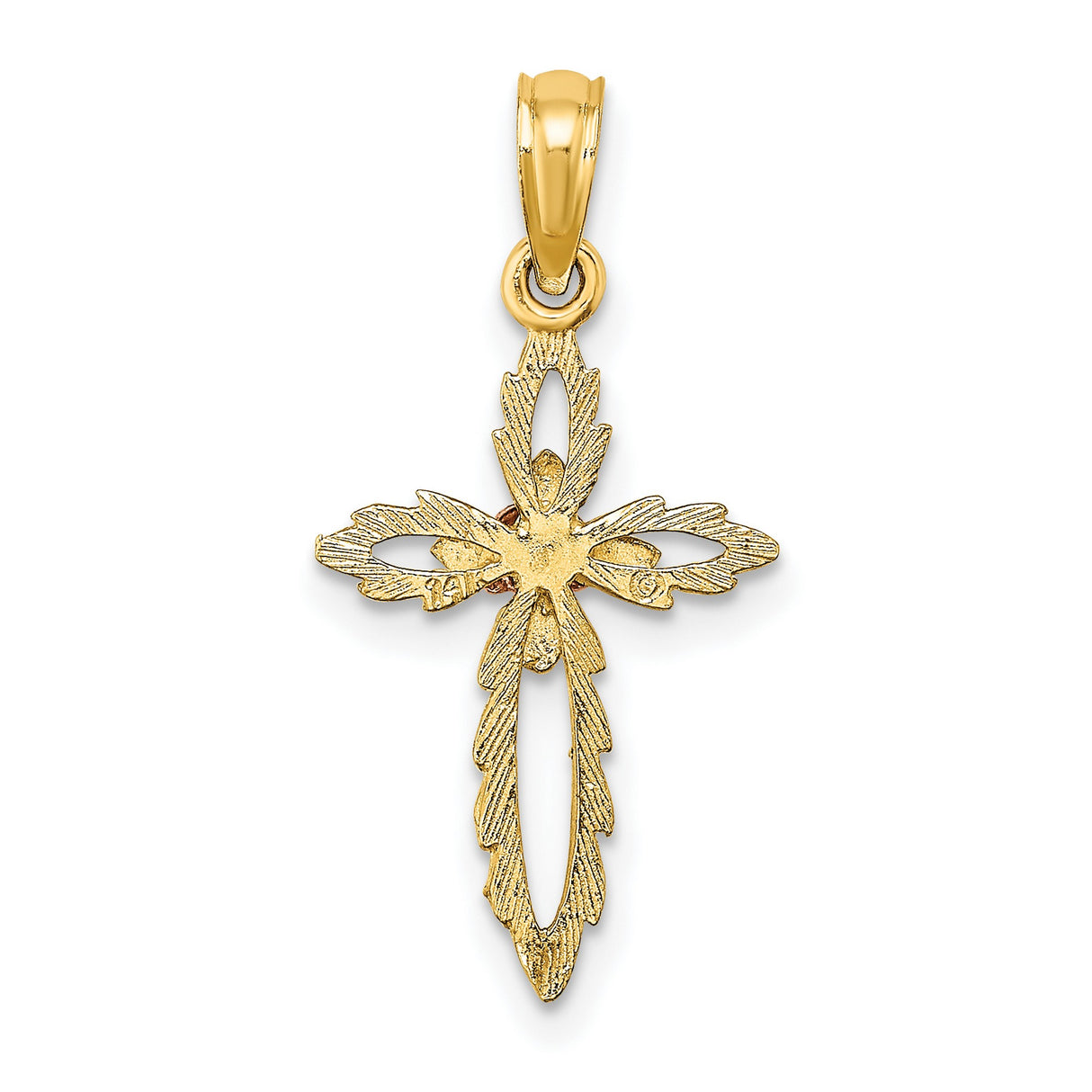 14k Multi-Tone Gold Cross Pendant with Floral Filigree Design, Vintage Religious Charm