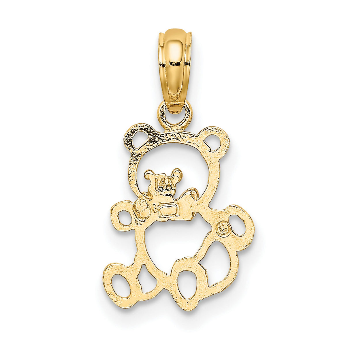14k Two-Tone Gold Teddy Bear Pendant with Rose Gold Bow, Whimsical Animal Charm for Women