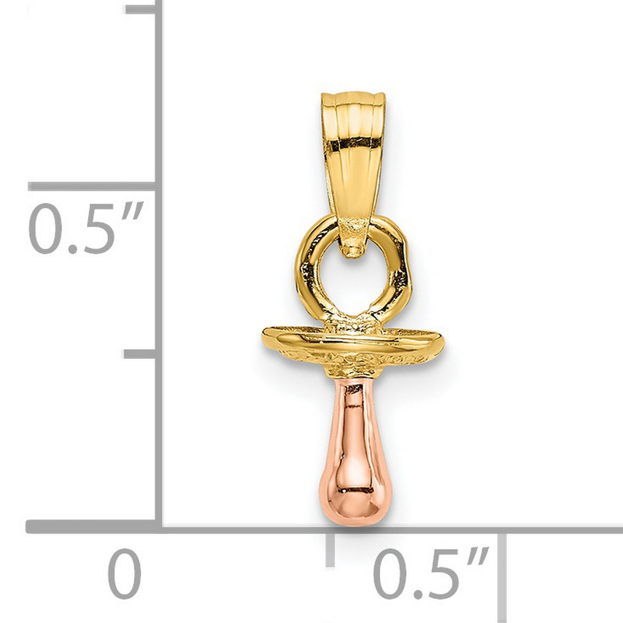 14k Two-Tone Gold Pacifier Pendant, Realistic Baby Charm Symbolizing Motherhood and New Birth