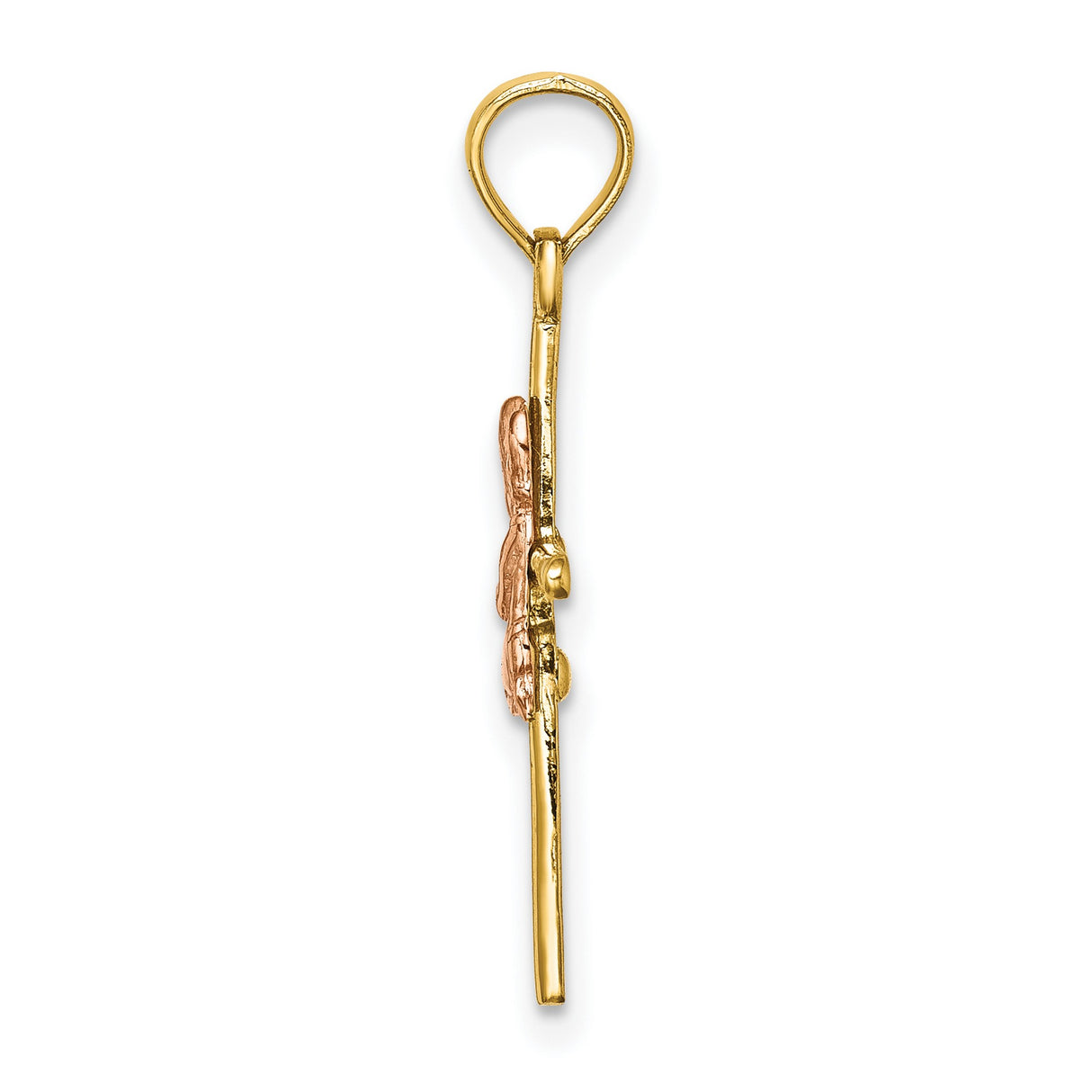 14k Two-Tone Gold Cross Pendant with High-Polish Finish and Spiritual Religious Design