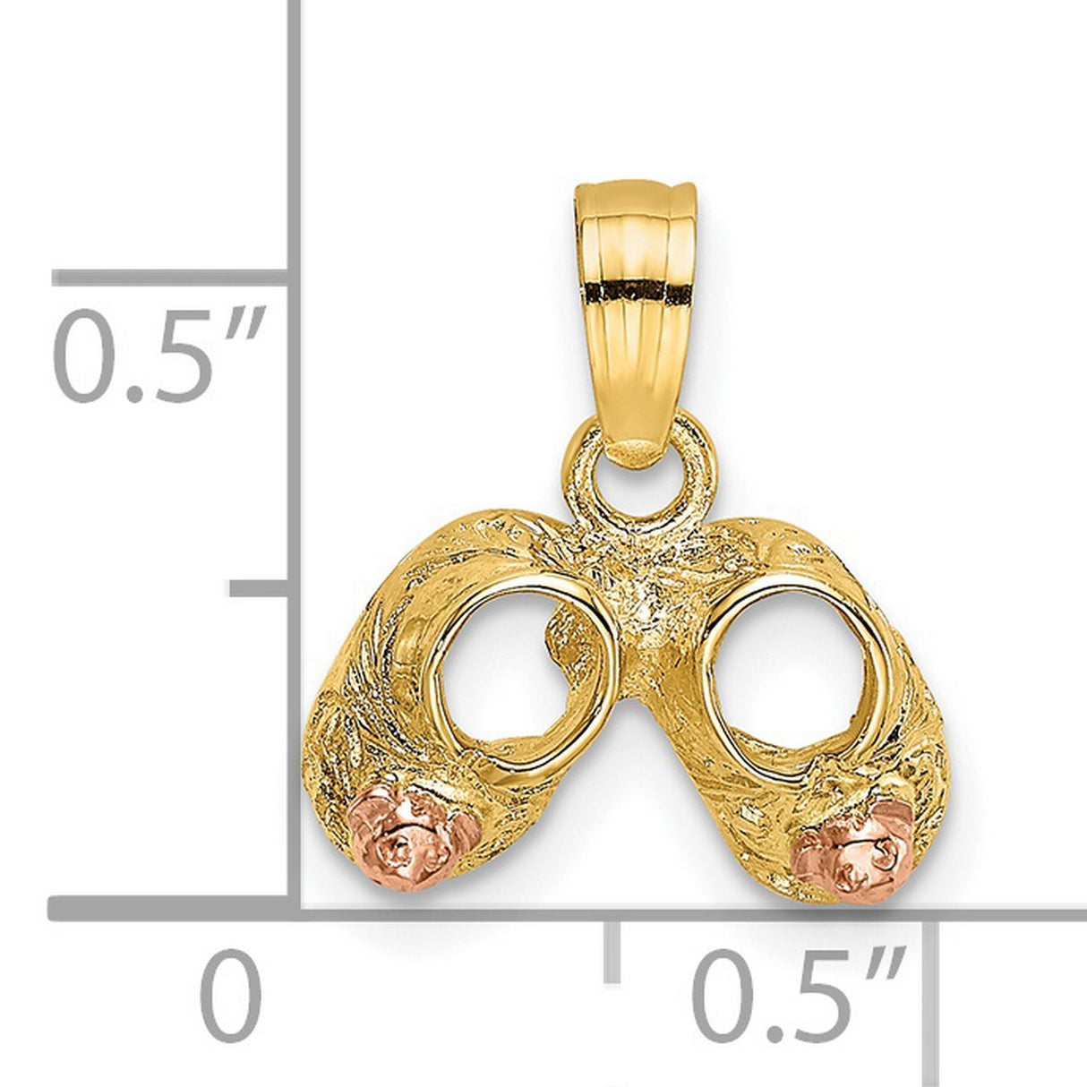 14k Two-Tone Gold Theater Mask Pendant with Rose Gold Accents, Comedy Tragedy Charm