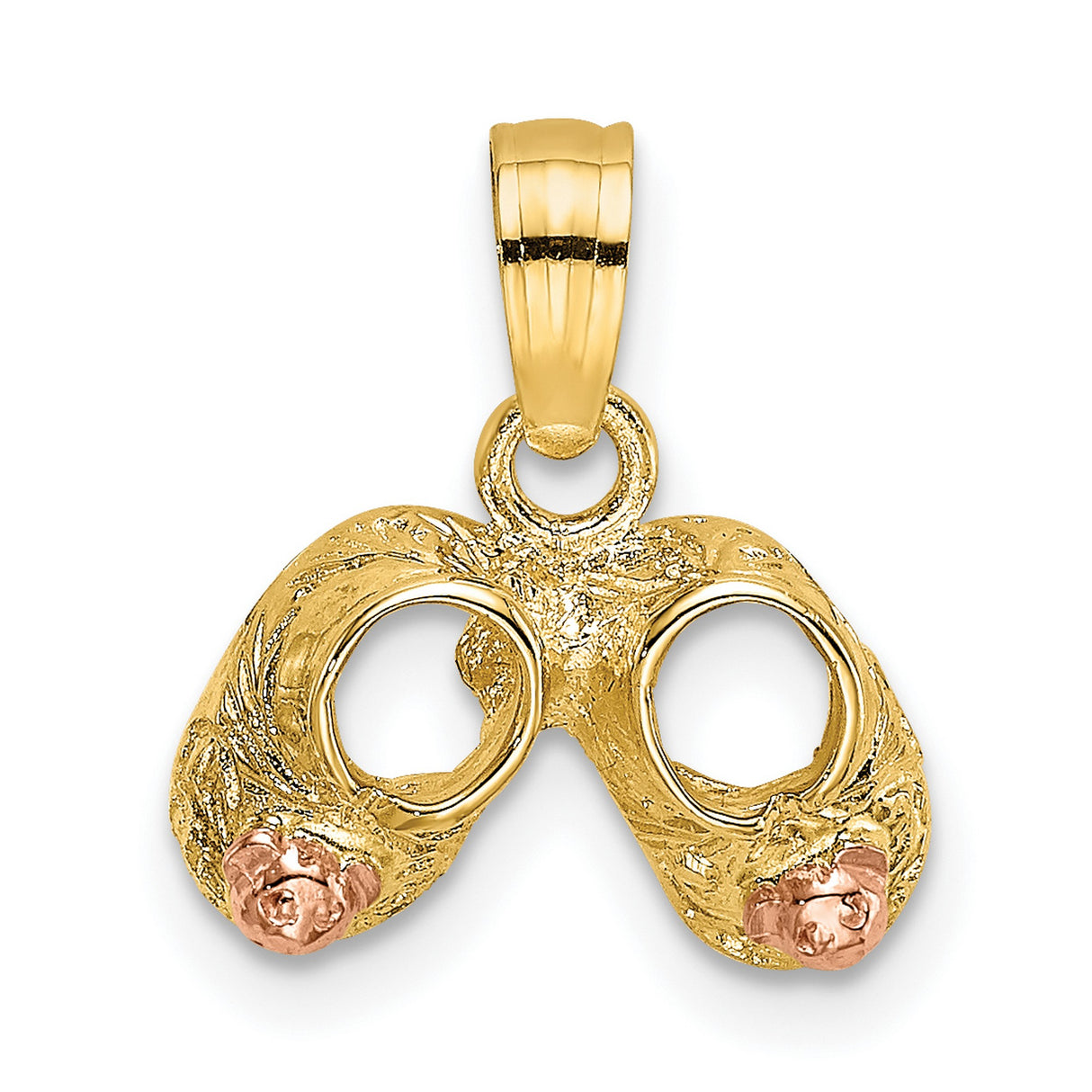 14k Two-Tone Gold Theater Mask Pendant with Rose Gold Accents, Comedy Tragedy Charm