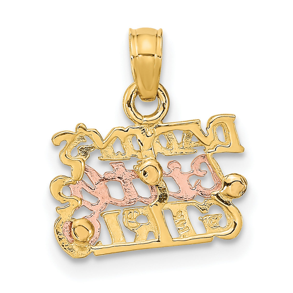 14k Two-Tone Gold Pendant with Heart Accent and Daddys Little Girl Message for Women and Girls