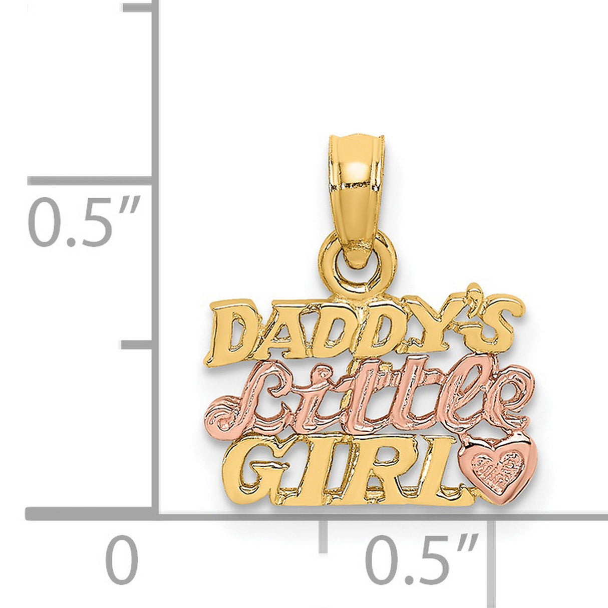 14k Two-Tone Gold Pendant with Heart Accent and Daddys Little Girl Message for Women and Girls