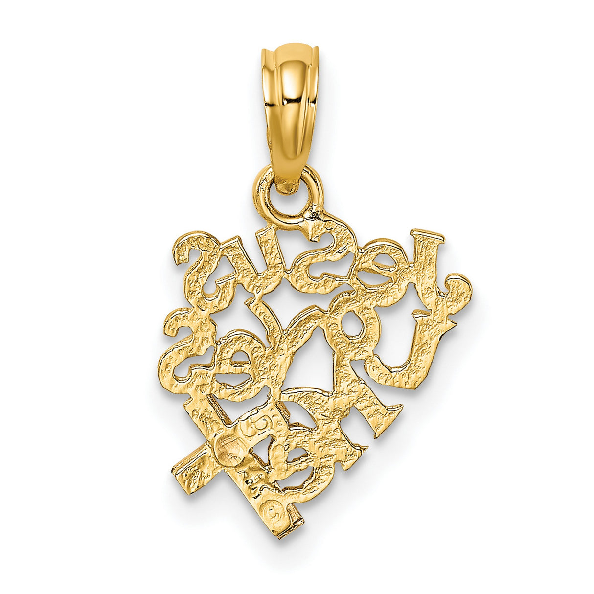 14k Two-Tone Gold Jesus Loves Me Pendant with Rose Gold Cross Accent
