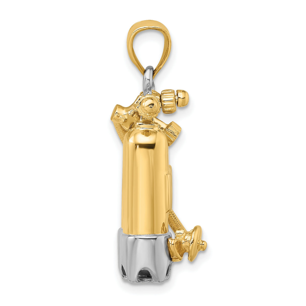 14k Multi-Tone Gold Scuba Tank Pendant with Twin Cylinder Hose Design, Ocean Theme