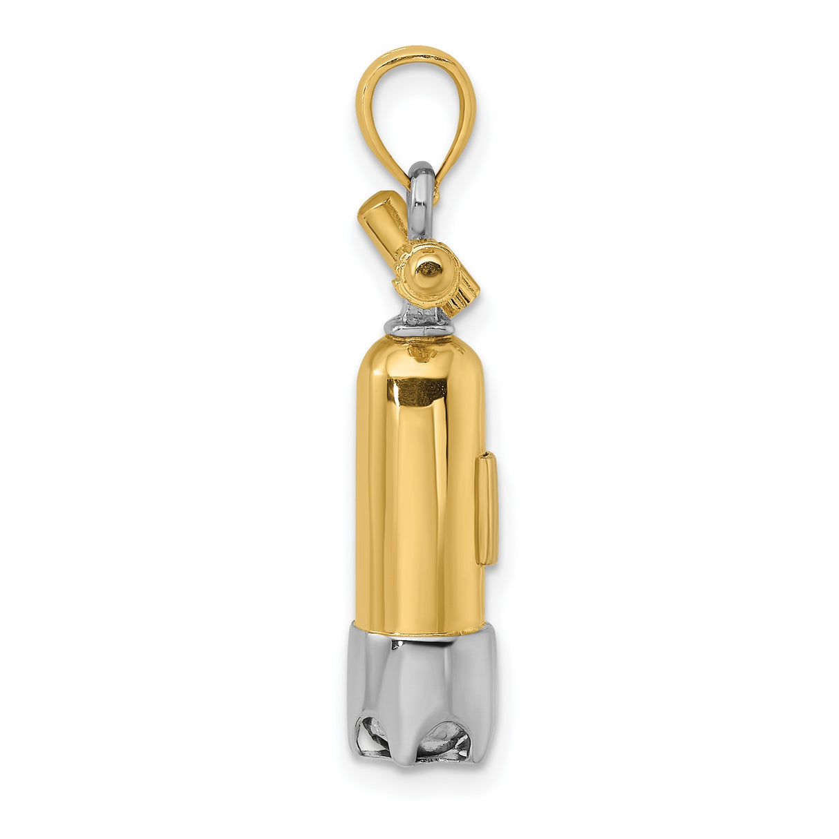 14k Two-Tone Gold Scuba Tank Pendant, Realistic Diving Oxygen Cylinder Design, Nautical Theme