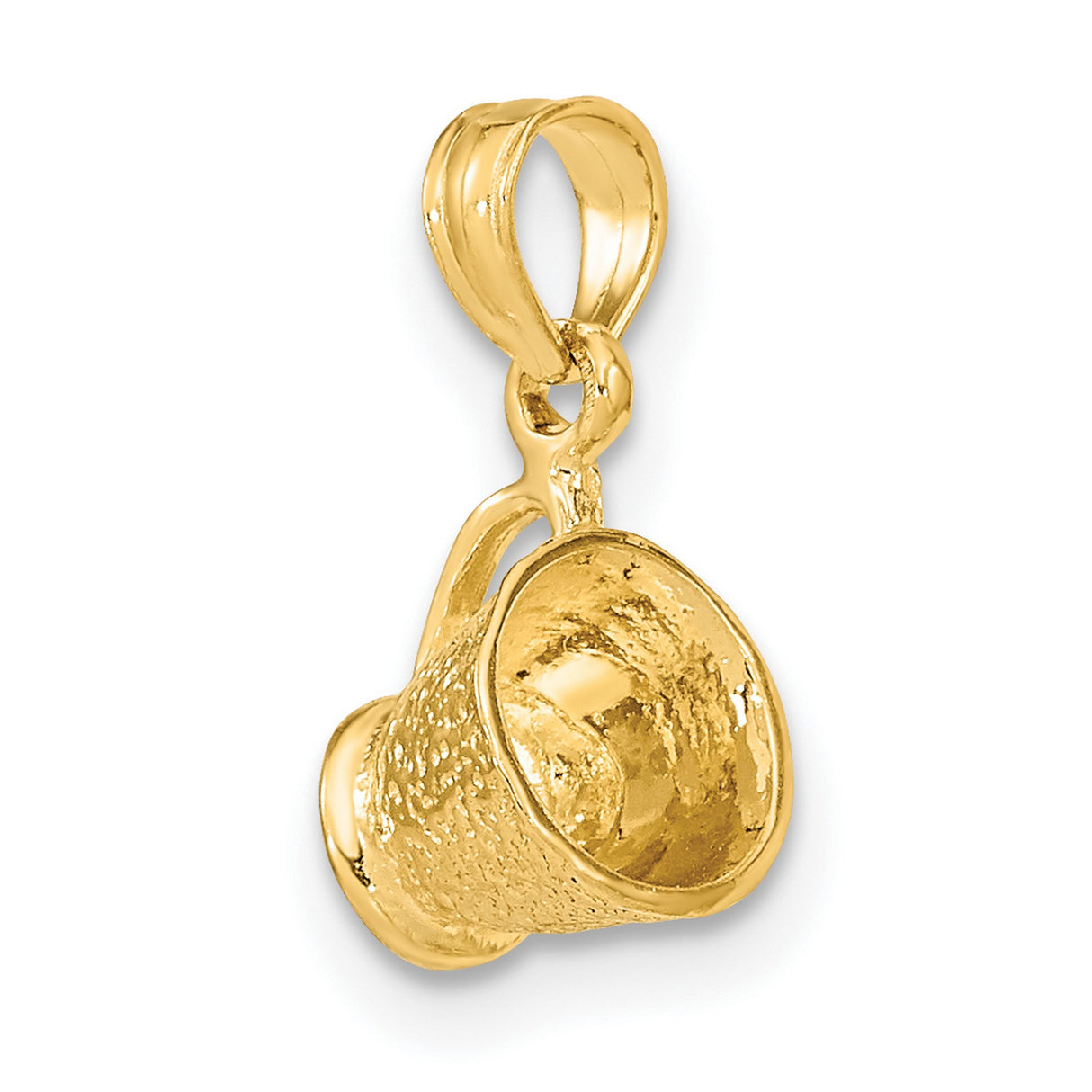 14k Multi-Tone Gold Baptism Pendant, Christian Catholic Bucket Design Charm