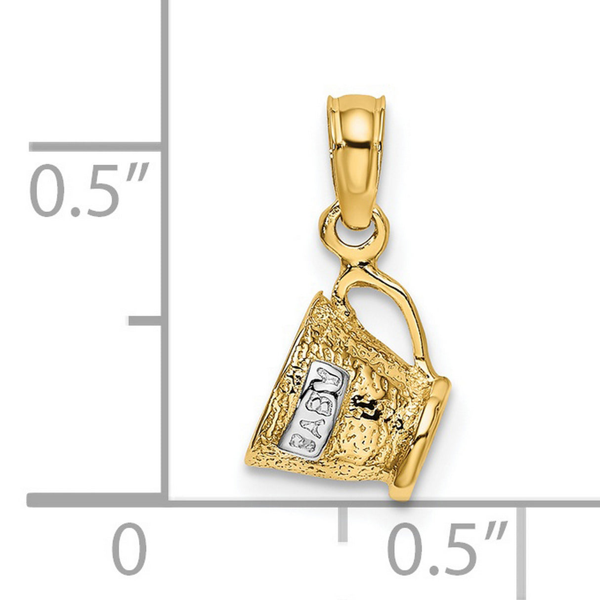 14k Multi-Tone Gold Baptism Pendant, Christian Catholic Bucket Design Charm