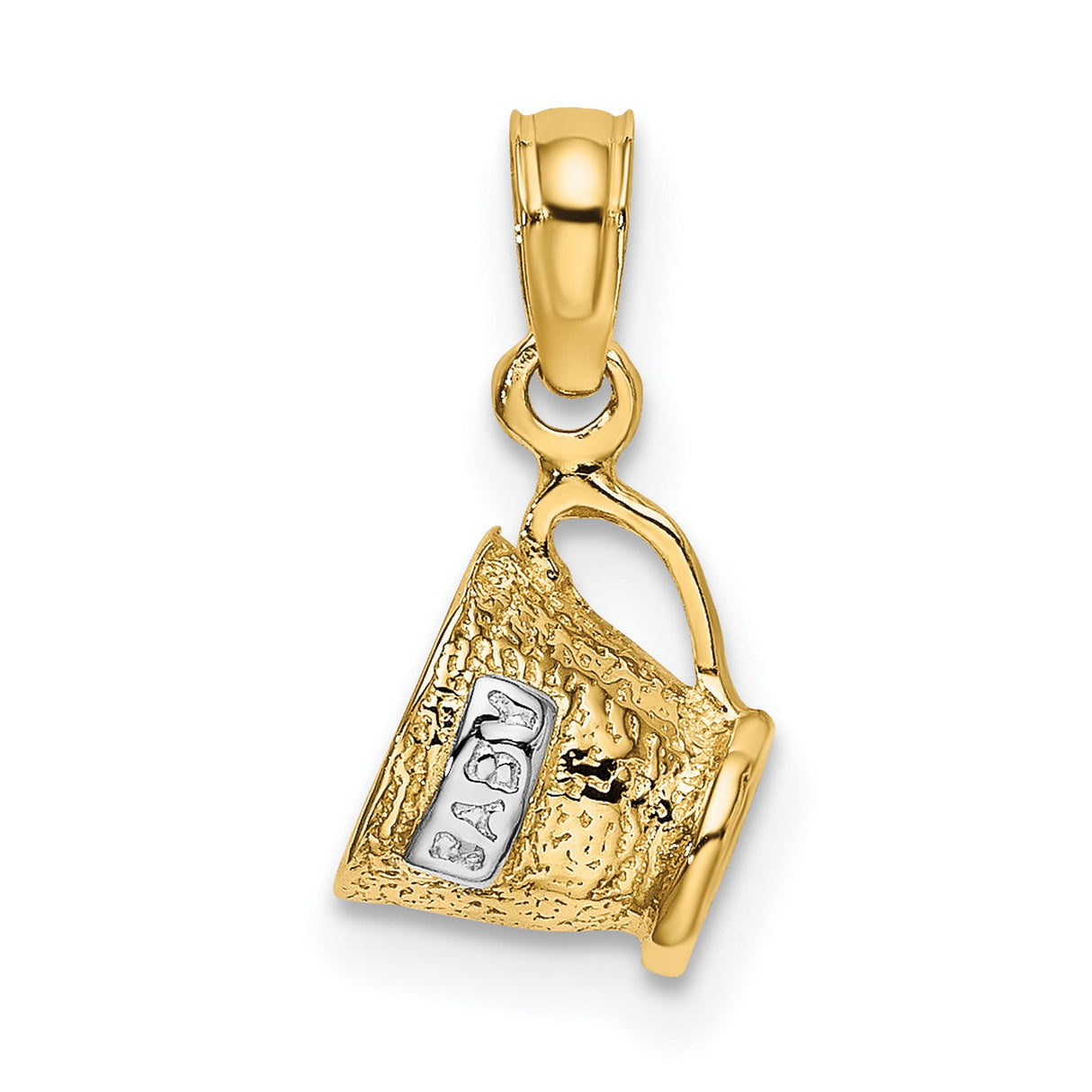 14k Multi-Tone Gold Baptism Pendant, Christian Catholic Bucket Design Charm