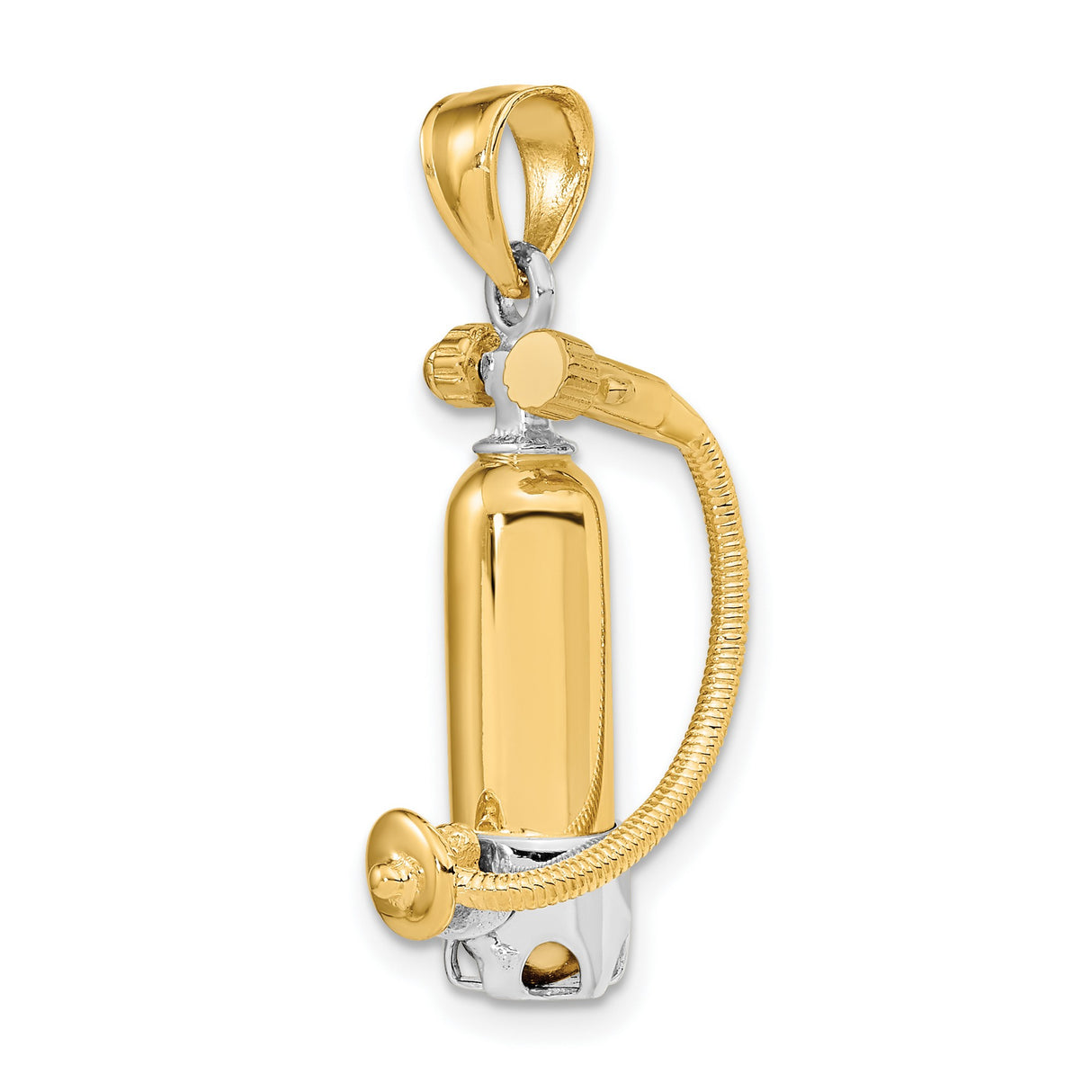 14k Multi-Tone Gold Scuba Tank Pendant with Detailed Air Hose Design for Men or Unisex
