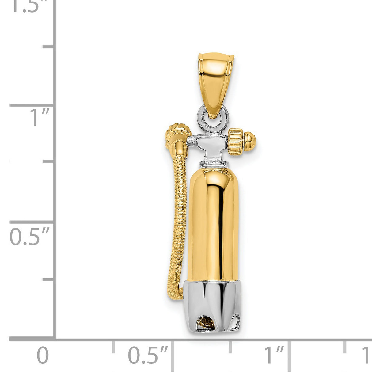14k Multi-Tone Gold Scuba Tank Pendant with Detailed Air Hose Design for Men or Unisex