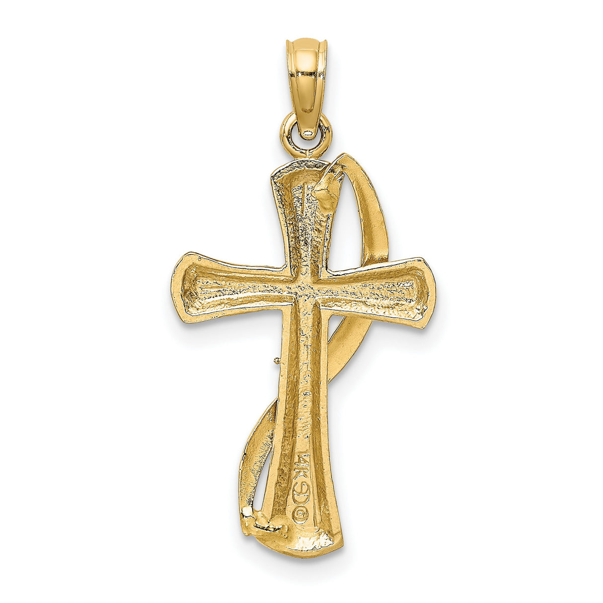14k Two-Tone Gold Cross Pendant with Milgrain Detail, Polished Religious Design for Men and Women