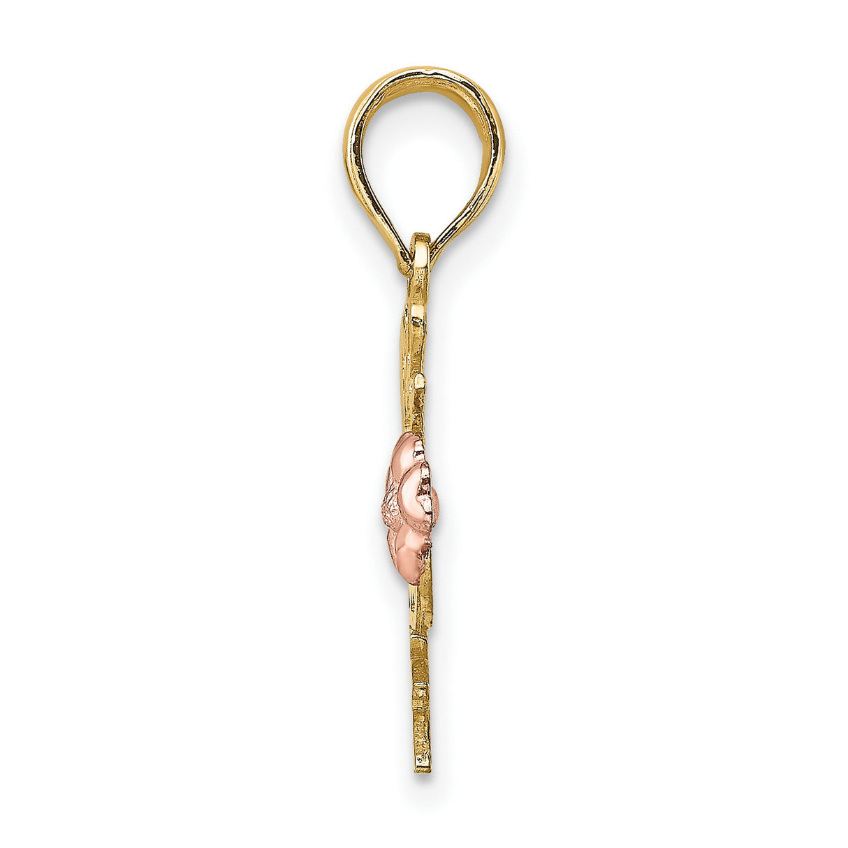 14k Two-Tone Gold Pendant with Someone Special Script, Rose Flower and Leaf Design