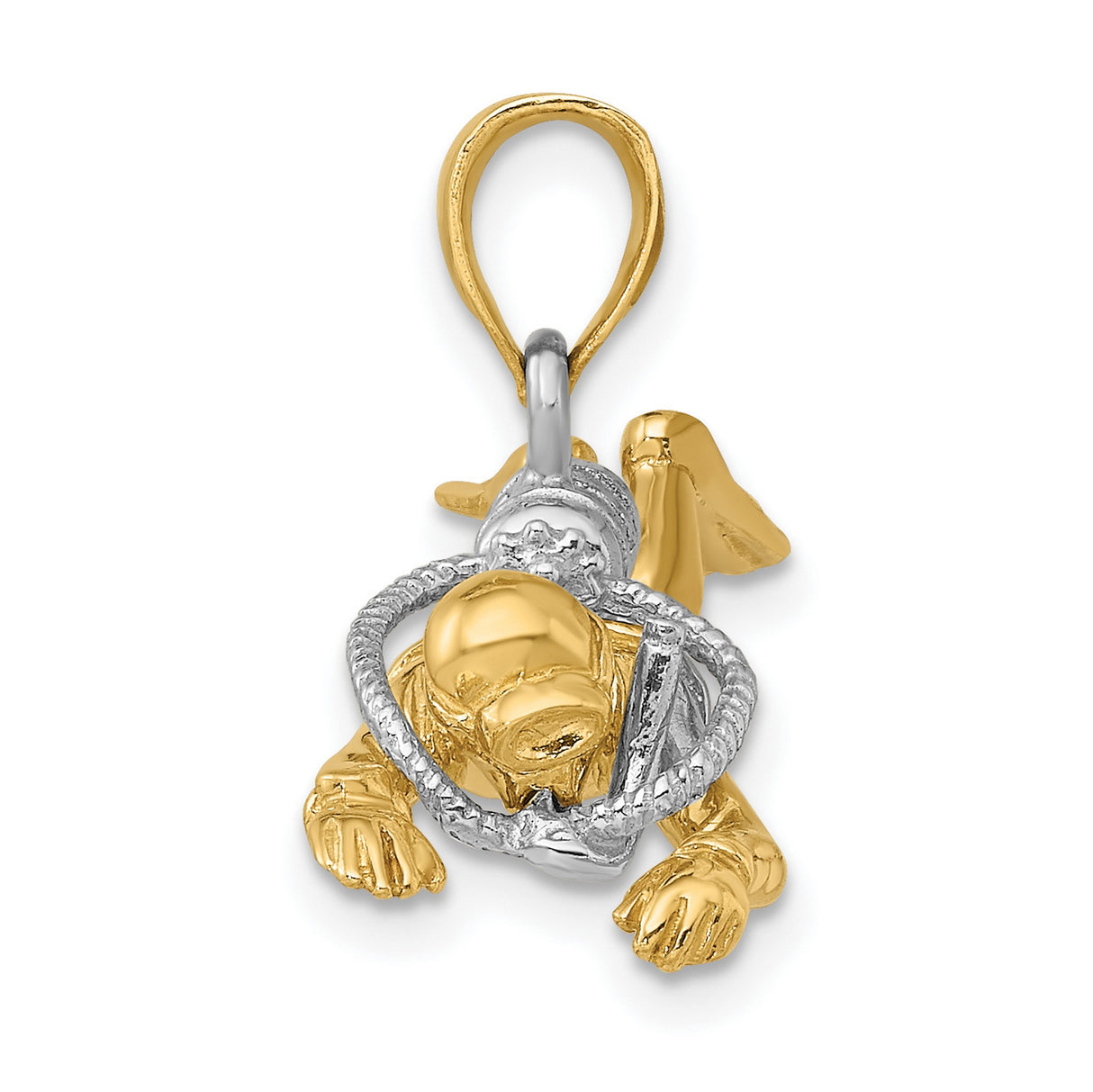 14k Two-Tone Gold Scuba Diver Pendant with Gear, Nautical Ocean Explorer Theme