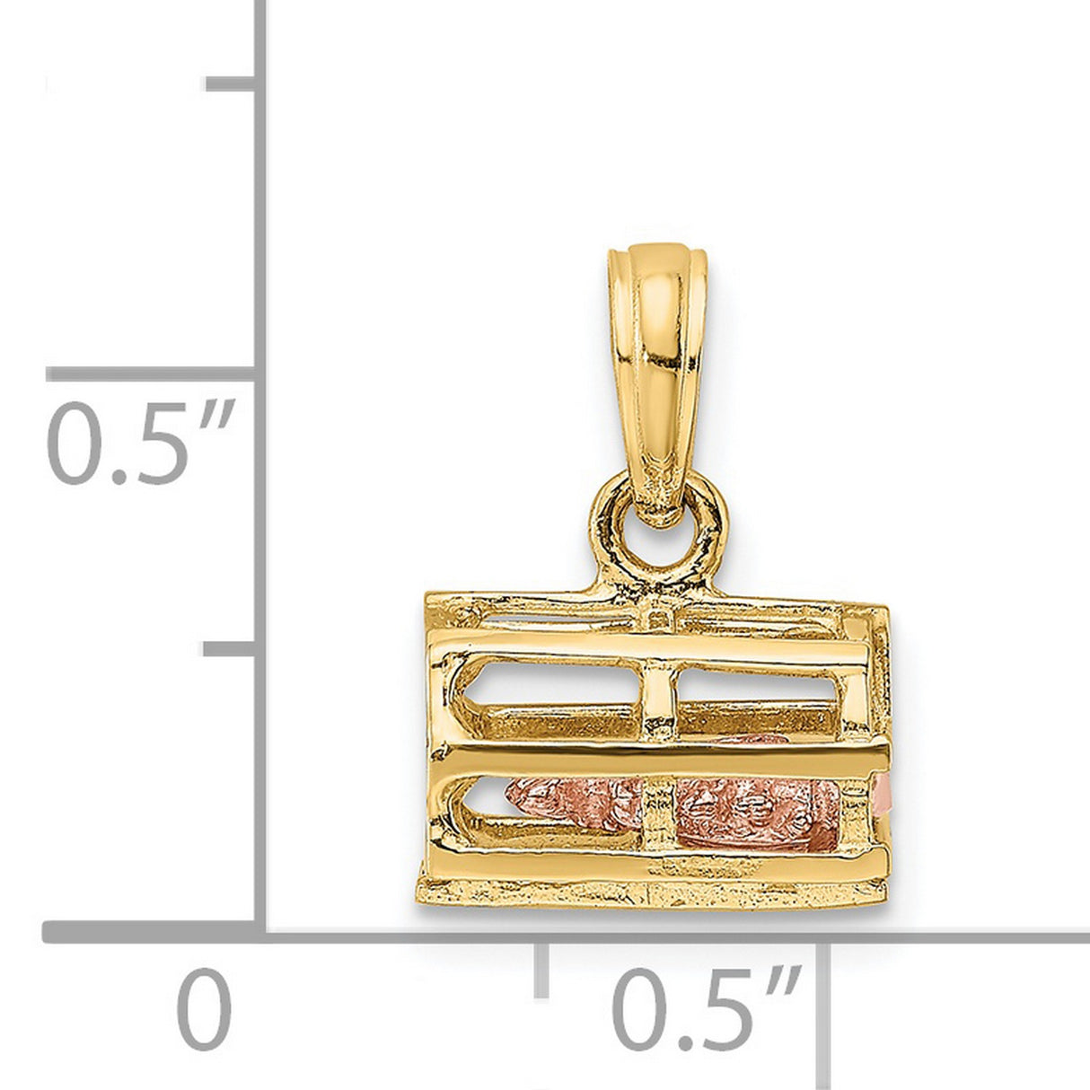 14k Two-Tone Gold Jesus in the Manger Pendant, Nativity Scene Christian Charm