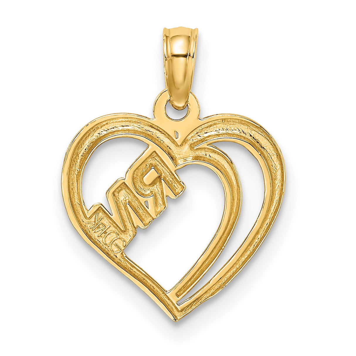 14k Yellow Gold and Rhodium RN Heart Pendant, Registered Nurse Symbol Charm