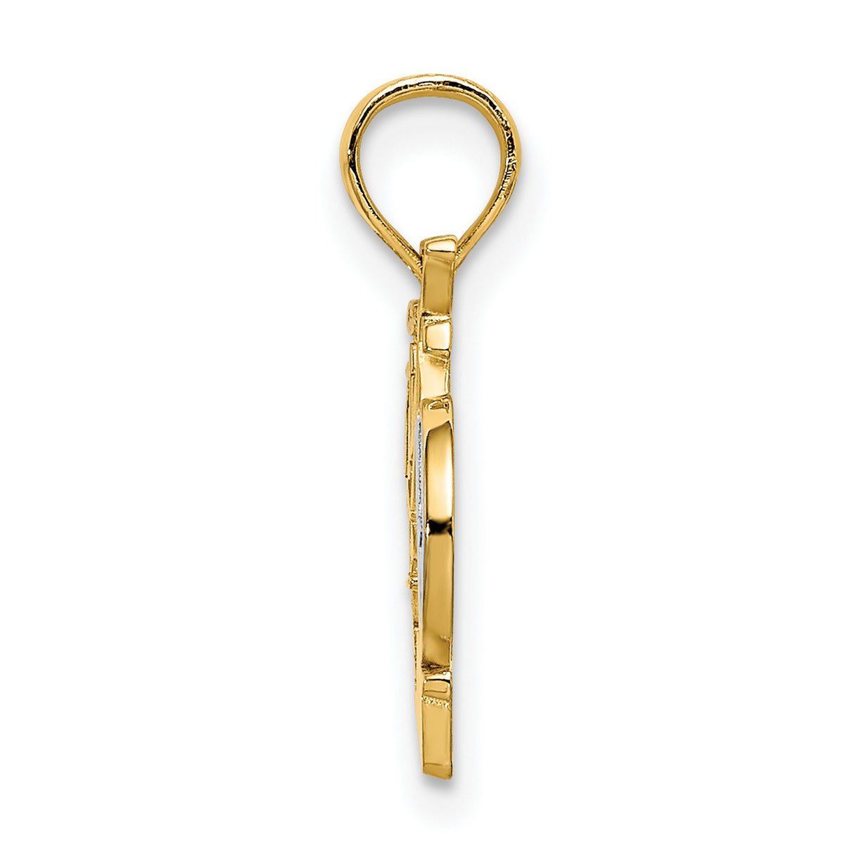 14k Two-Tone Gold Ocean City NJ Pendant, Beach Cruiser Bike Travel Charm