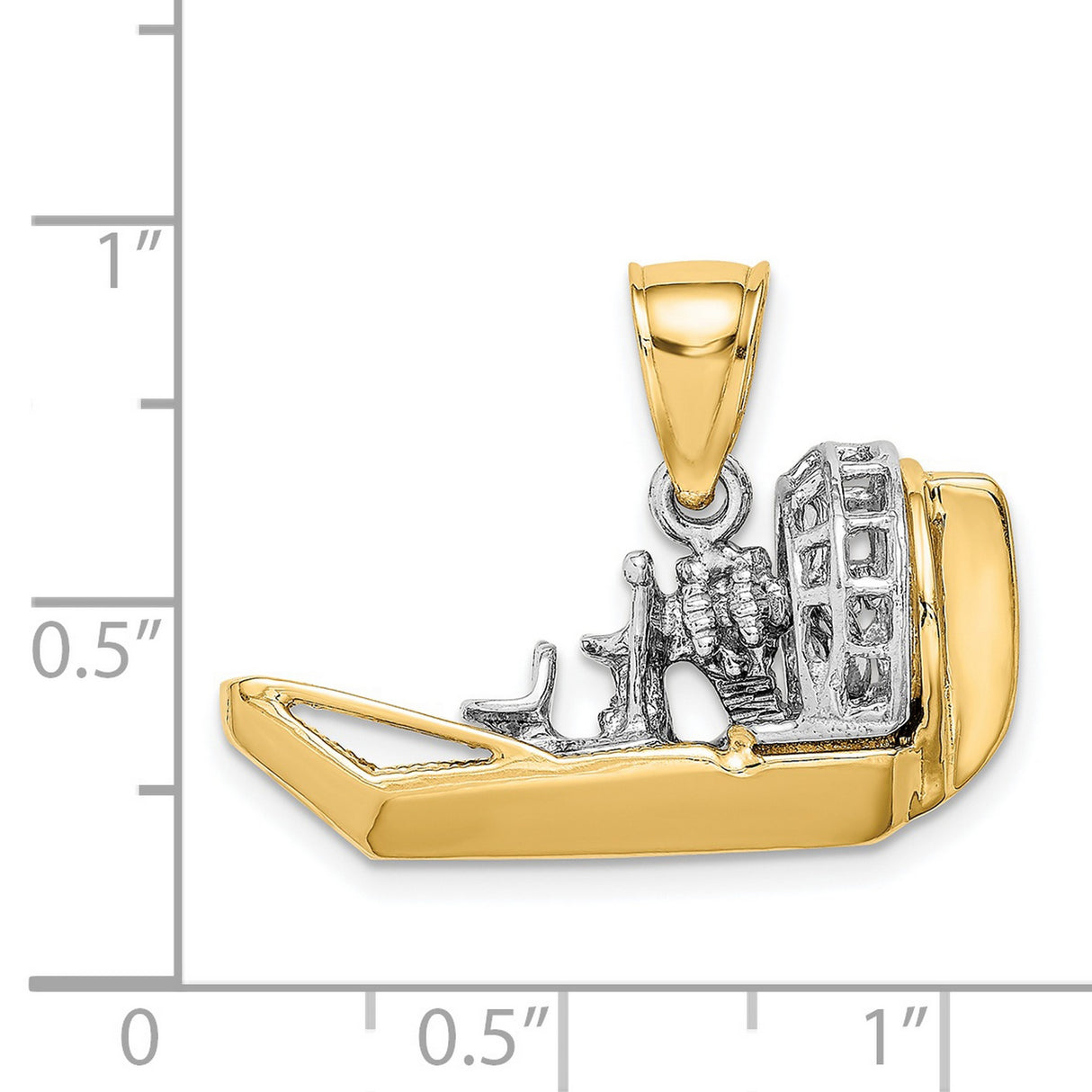 14k Two-Tone Gold Airboat Pendant with Detailed Propeller and Seat Accents