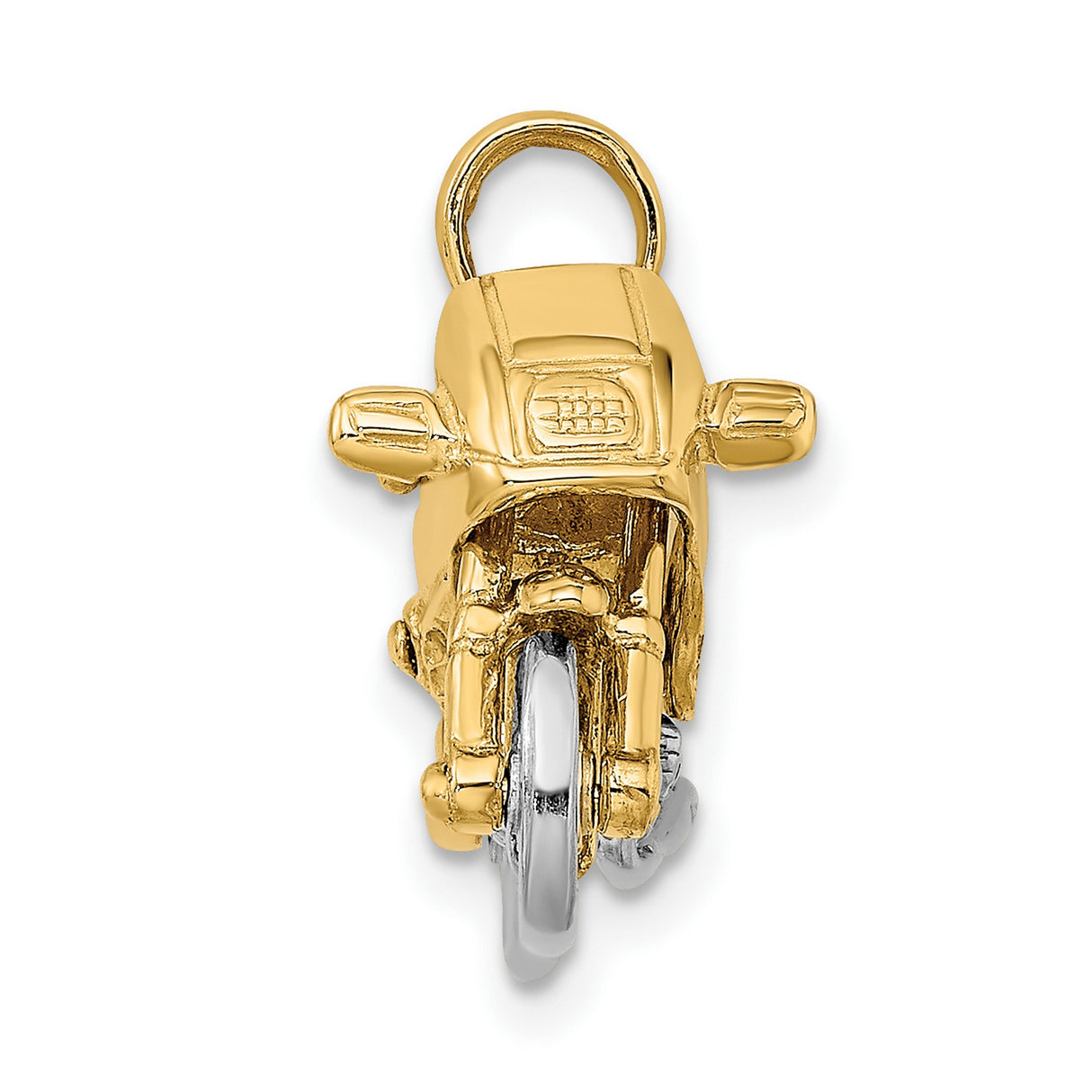 3-D Moveable Motorcycle Charm Pendant in Real 14k Multi-Tone Gold